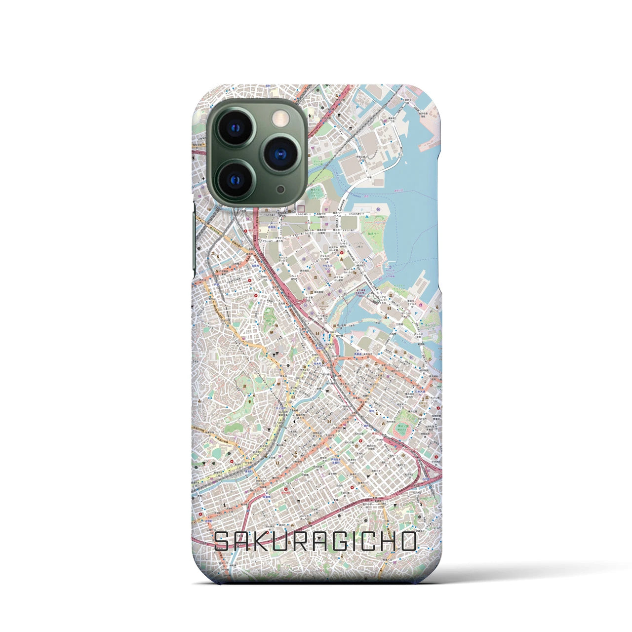【桜木町】地図柄iPhoneケース（バックカバータイプ・ナチュラル）iPhone 11 Pro 用