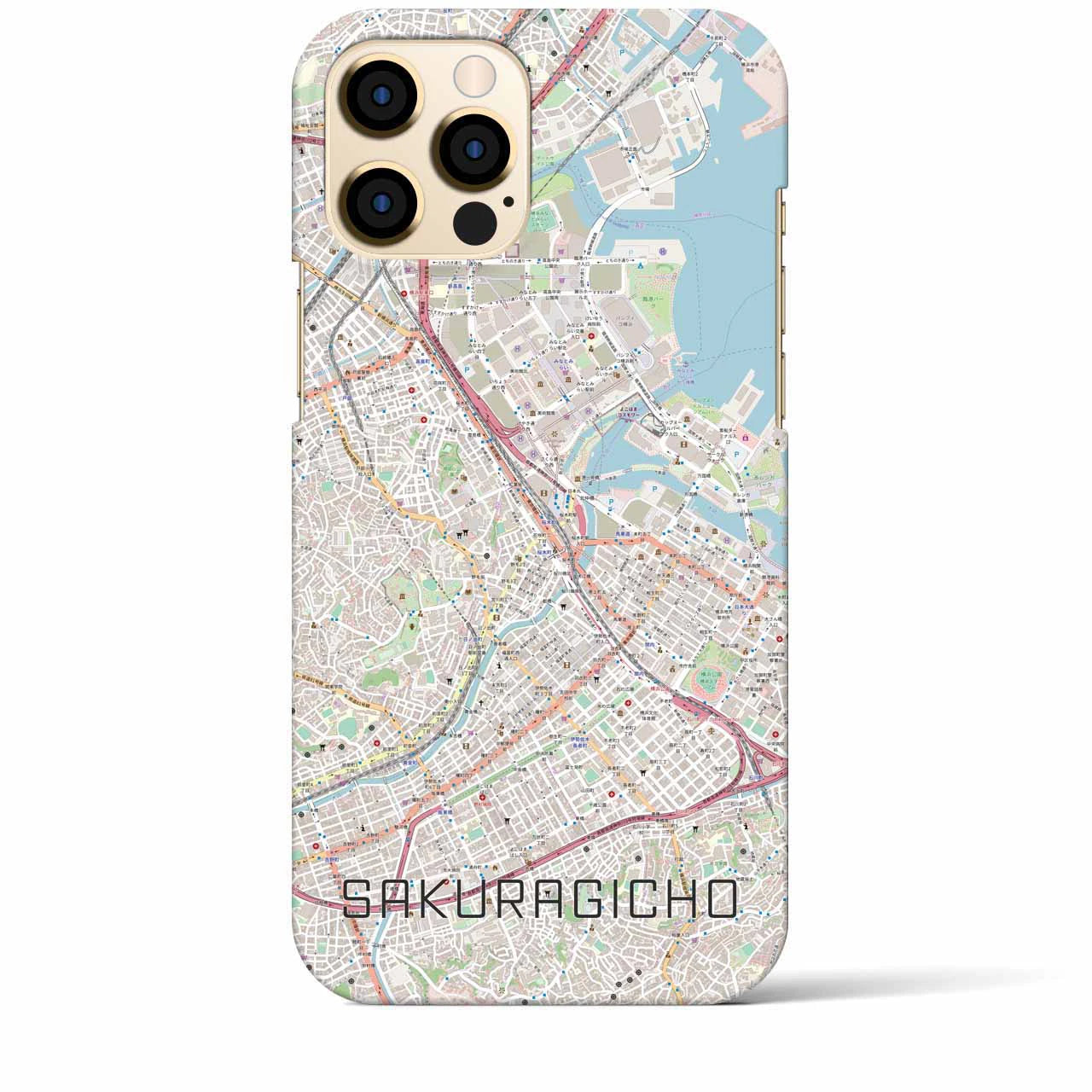 【桜木町】地図柄iPhoneケース（バックカバータイプ・ナチュラル）iPhone 12 Pro Max 用