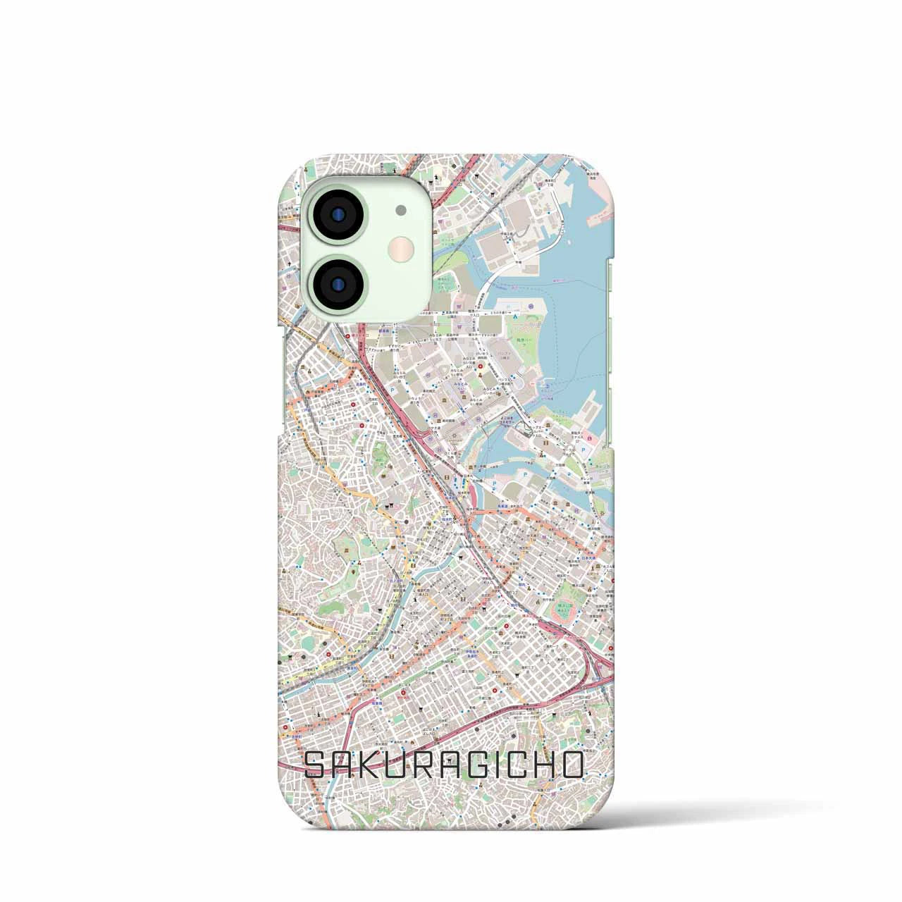 【桜木町】地図柄iPhoneケース（バックカバータイプ・ナチュラル）iPhone 12 mini 用