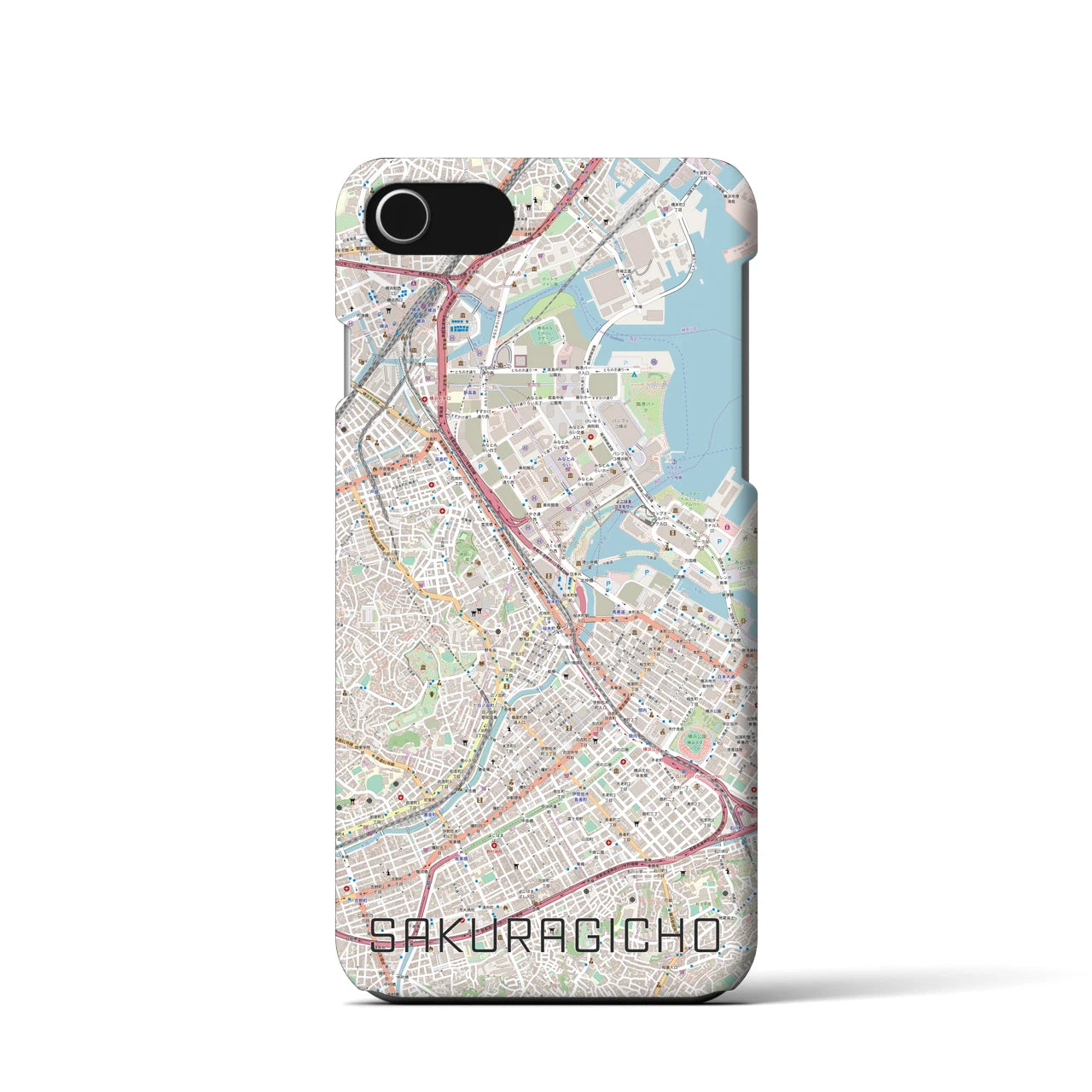 【桜木町】地図柄iPhoneケース（バックカバータイプ・ナチュラル）iPhone SE（第3 / 第2世代） / 8 / 7 / 6s / 6 用