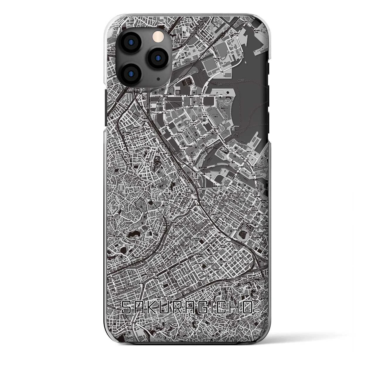 【桜木町】地図柄iPhoneケース（クリアタイプ・モノトーン）iPhone 11 Pro Max 用