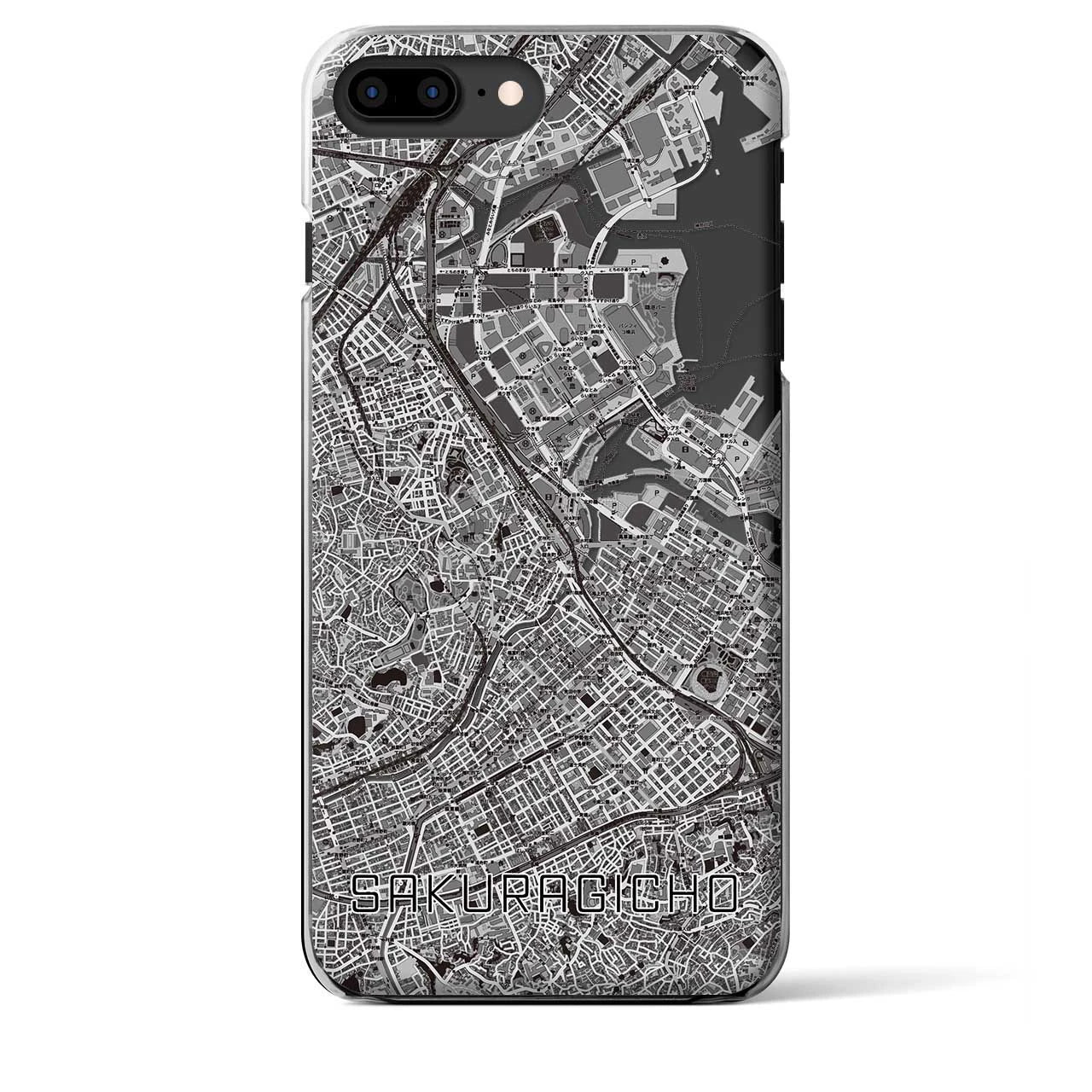 【桜木町】地図柄iPhoneケース（クリアタイプ・モノトーン）iPhone 8Plus /7Plus / 6sPlus / 6Plus 用
