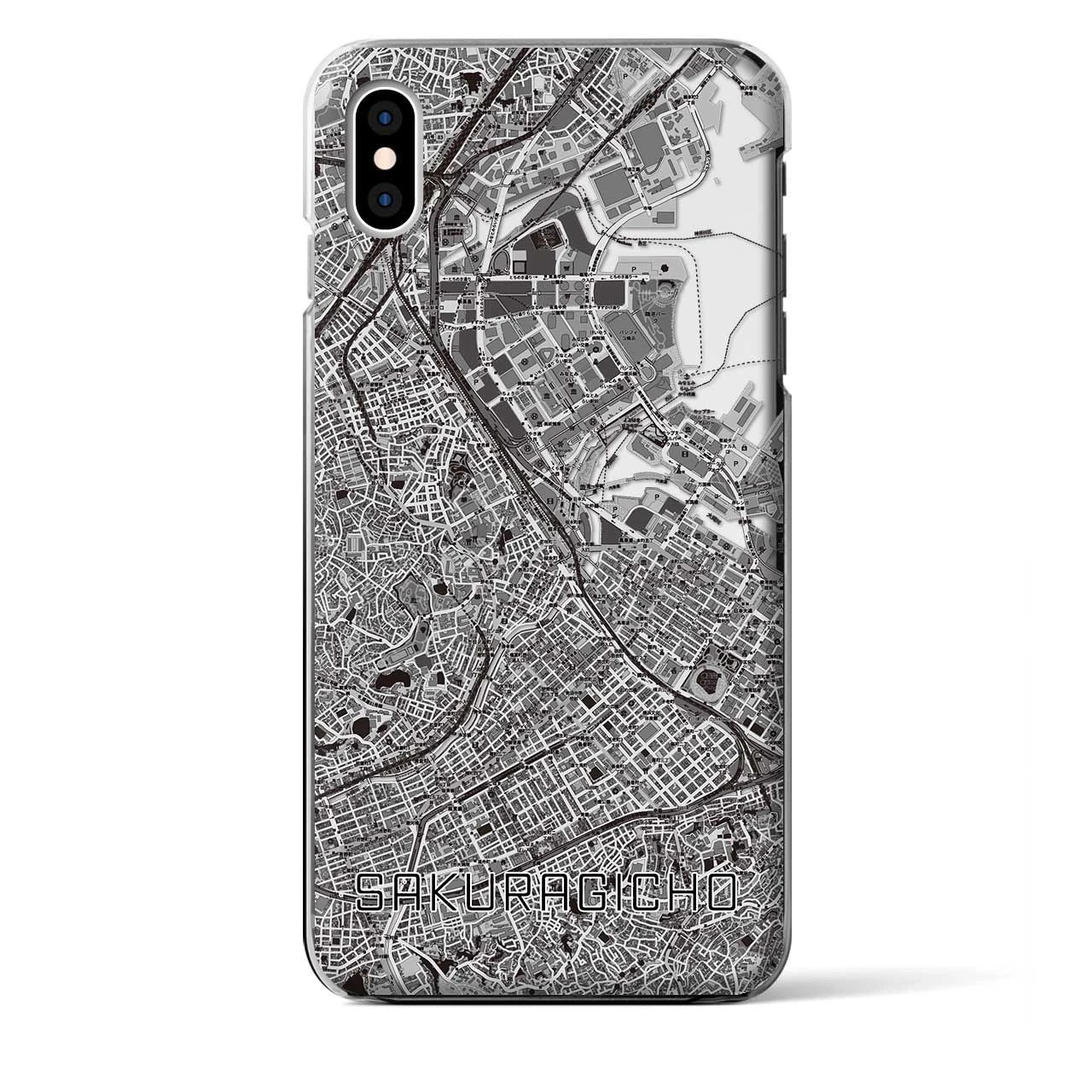 【桜木町】地図柄iPhoneケース（クリアタイプ・モノトーン）iPhone XS Max 用