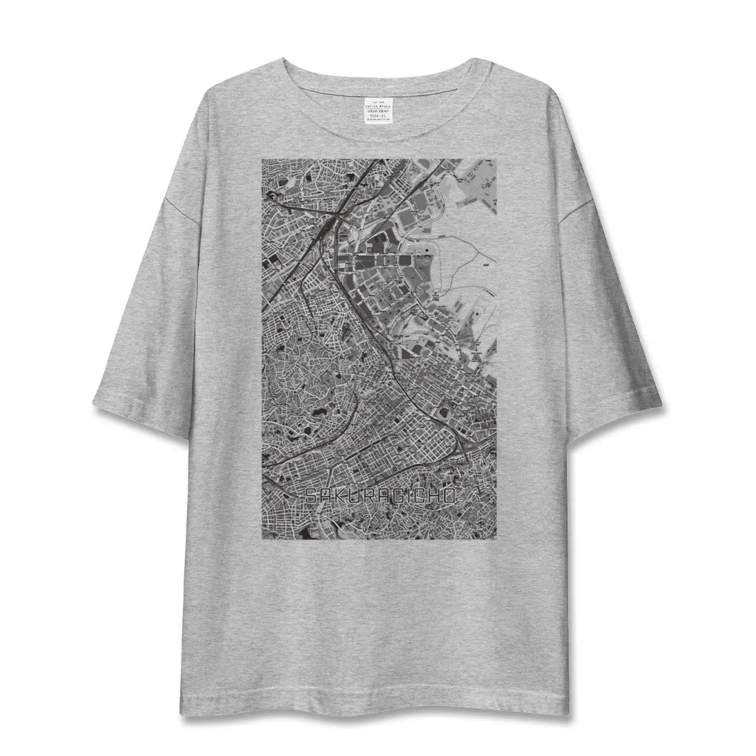 【桜木町（神奈川県）】地図柄ビッグシルエットTシャツ