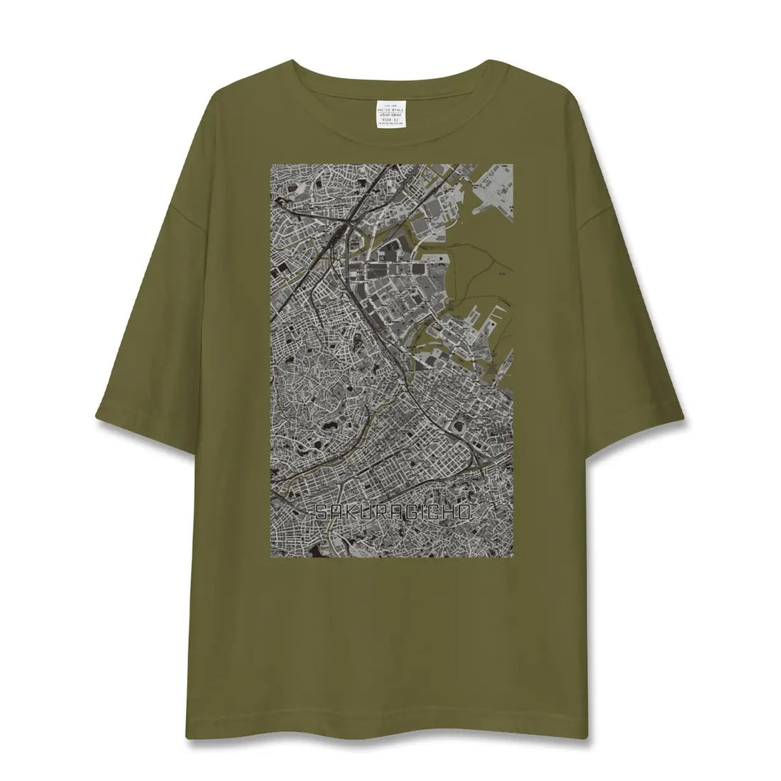 【桜木町（神奈川県）】地図柄ビッグシルエットTシャツ