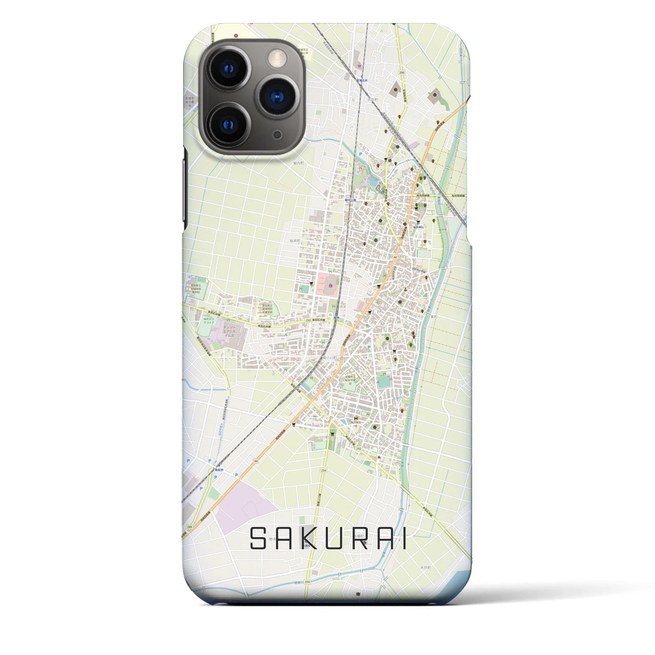 【桜井（愛知県）】地図柄iPhoneケース（バックカバータイプ・ナチュラル）iPhone 11 Pro Max 用
