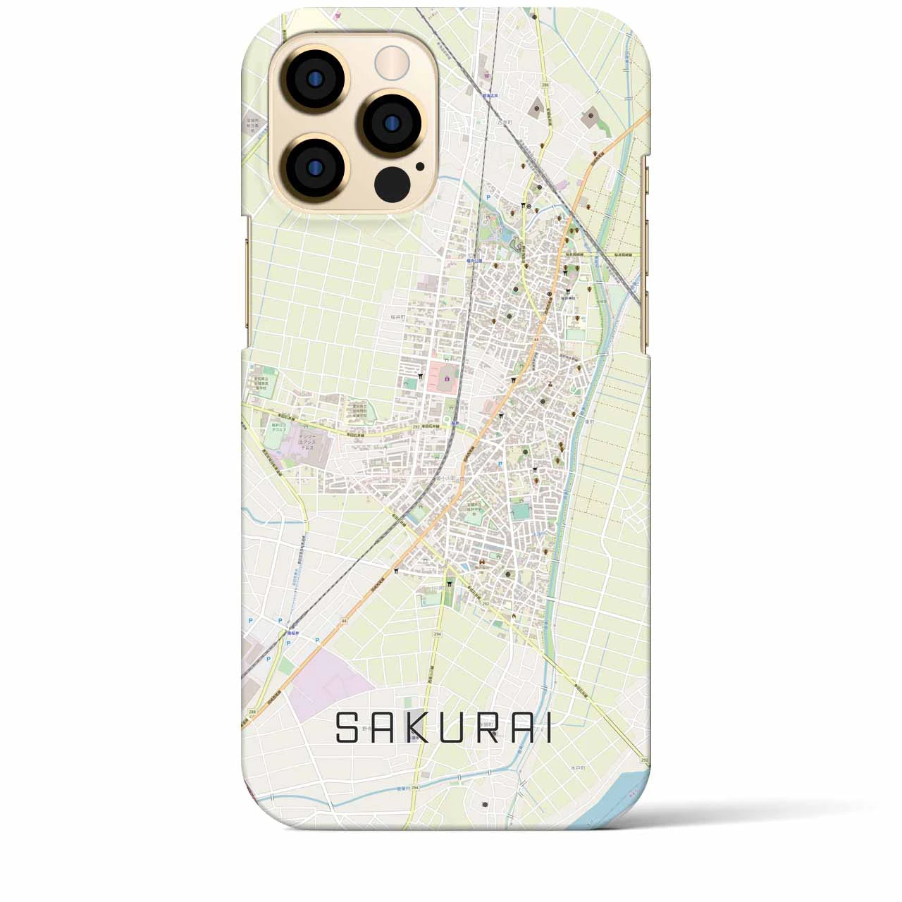 【桜井（愛知県）】地図柄iPhoneケース（バックカバータイプ・ナチュラル）iPhone 12 Pro Max 用