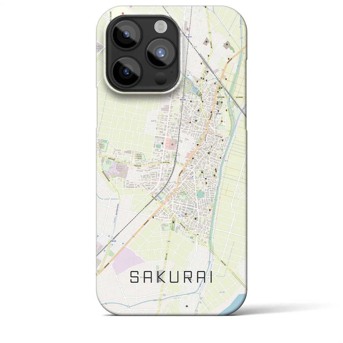 【桜井（愛知県）】地図柄iPhoneケース（バックカバータイプ・ナチュラル）iPhone 15 Pro Max 用
