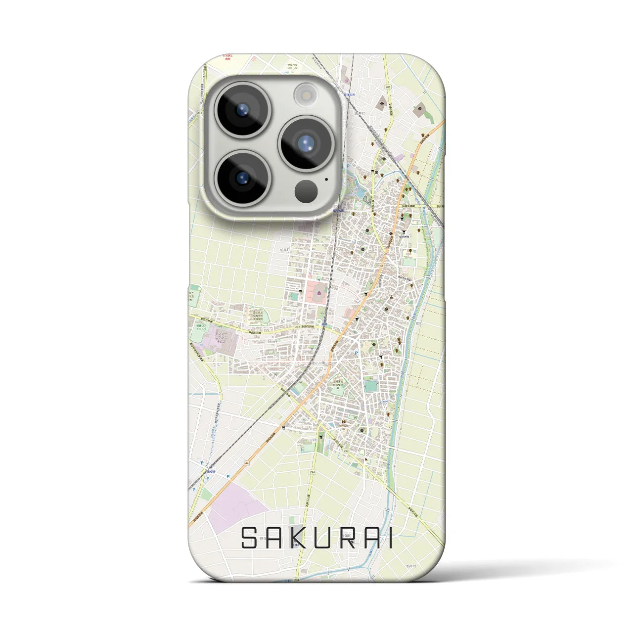 【桜井（愛知県）】地図柄iPhoneケース（バックカバータイプ・ナチュラル）iPhone 15 Pro 用