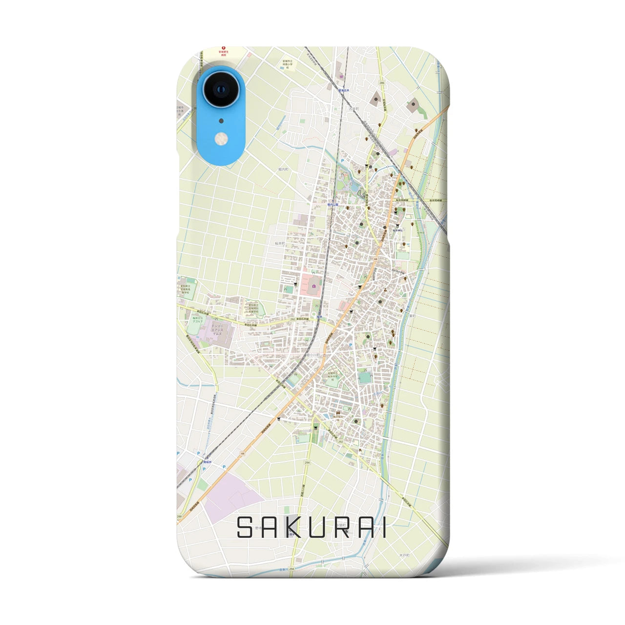 【桜井（愛知県）】地図柄iPhoneケース（バックカバータイプ・ナチュラル）iPhone XR 用