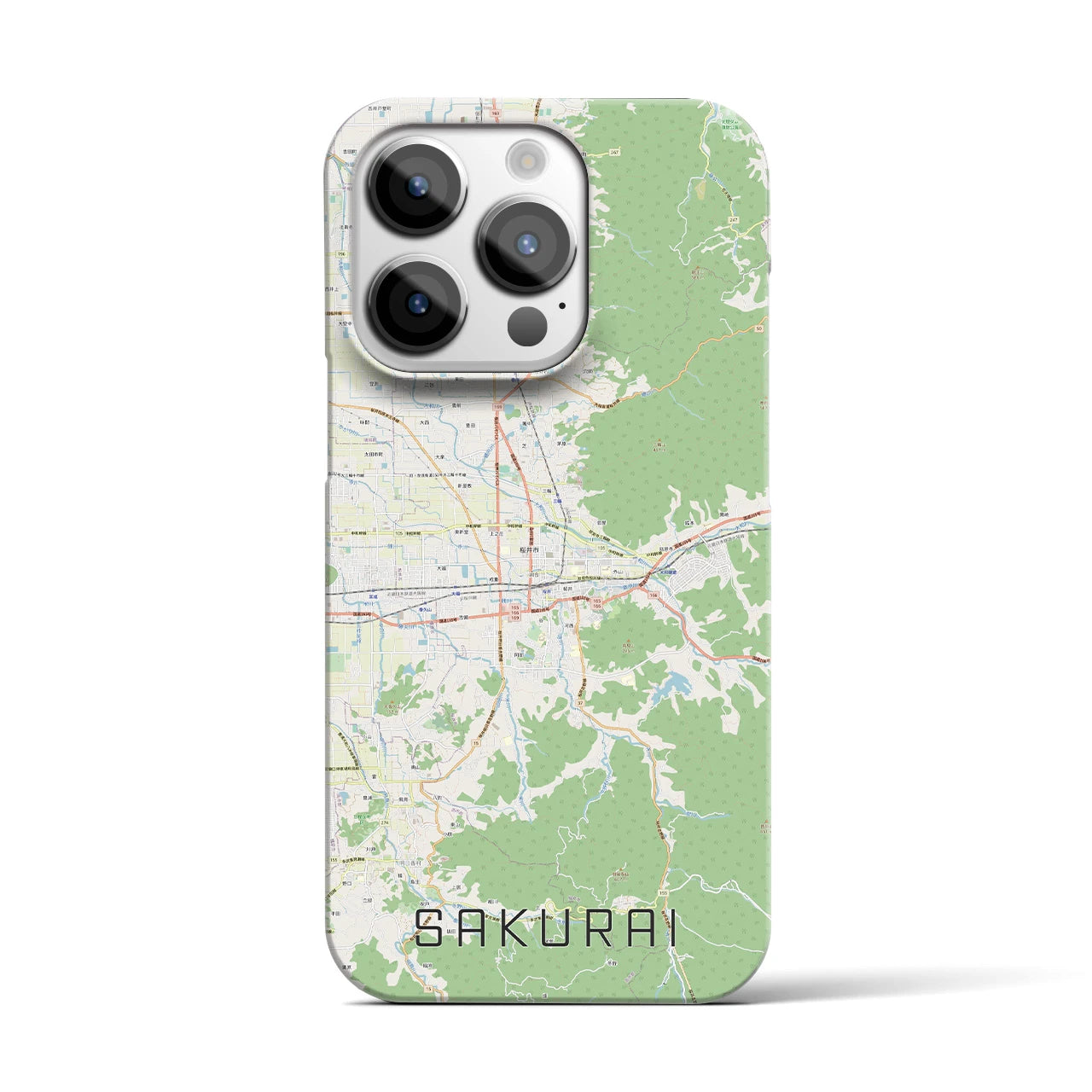 【桜井】地図柄iPhoneケース（バックカバータイプ・ナチュラル）iPhone 14 Pro 用