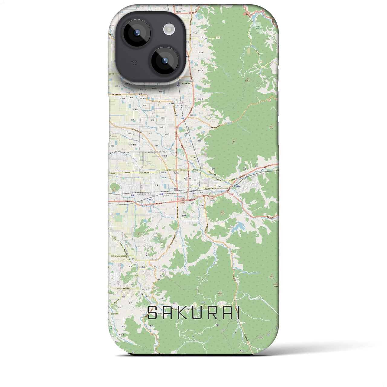 【桜井】地図柄iPhoneケース（バックカバータイプ・ナチュラル）iPhone 14 Plus 用