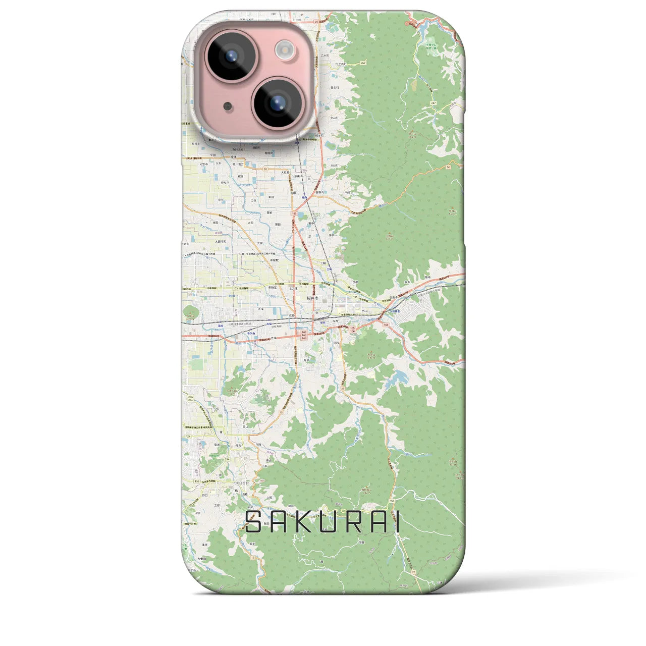 【桜井】地図柄iPhoneケース（バックカバータイプ・ナチュラル）iPhone 15 Plus 用