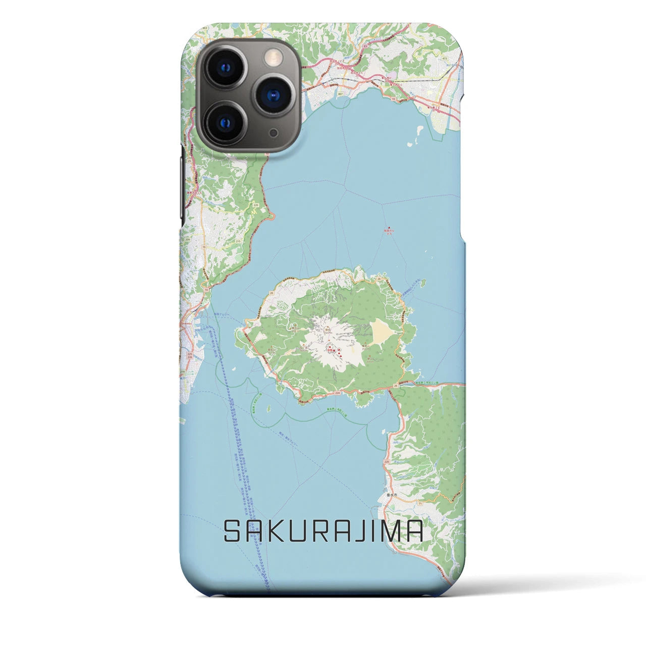 【桜島】地図柄iPhoneケース（バックカバータイプ・ナチュラル）iPhone 11 Pro Max 用