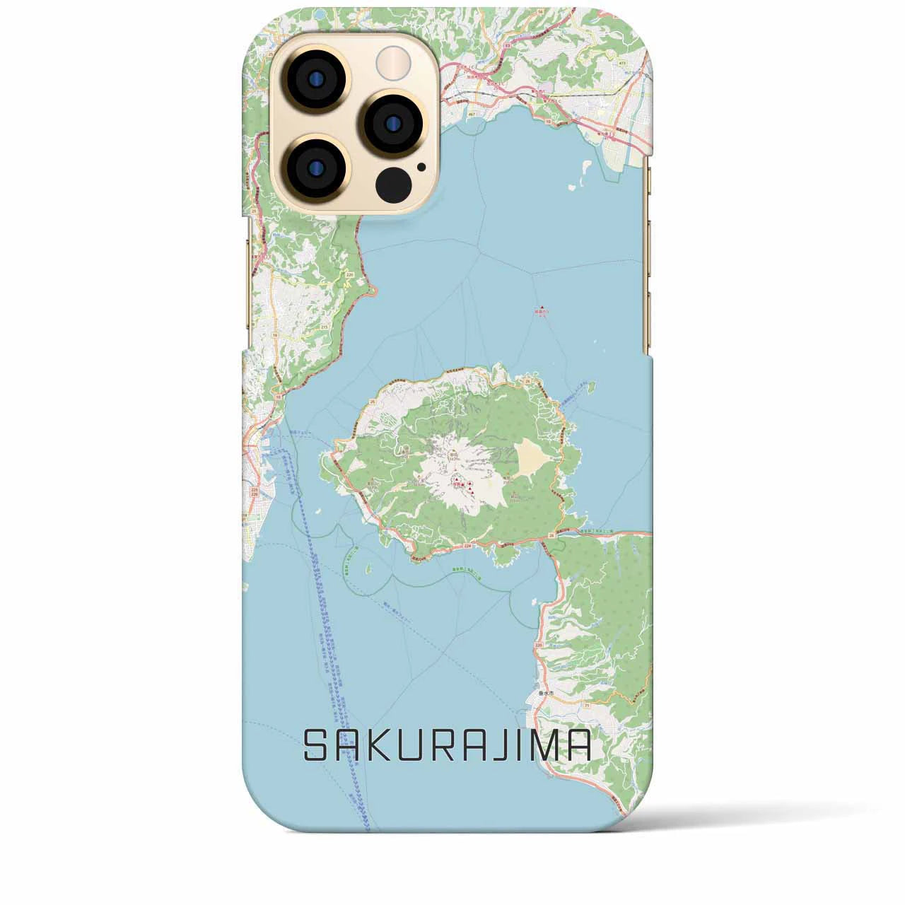 【桜島】地図柄iPhoneケース（バックカバータイプ・ナチュラル）iPhone 12 Pro Max 用