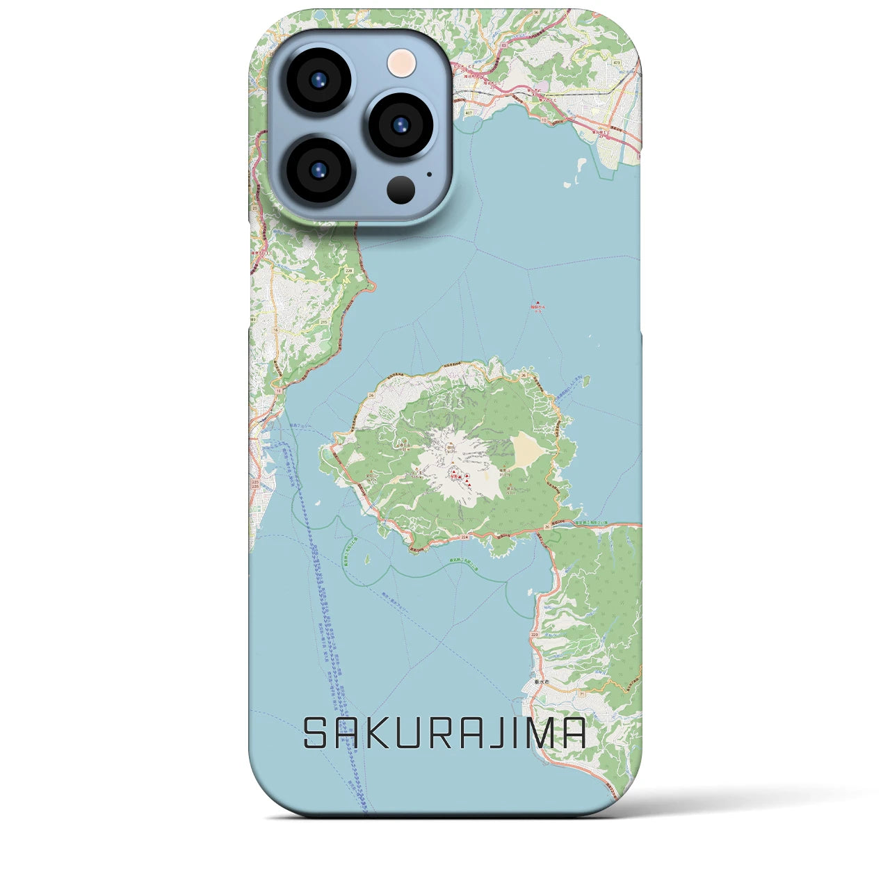 【桜島】地図柄iPhoneケース（バックカバータイプ・ナチュラル）iPhone 13 Pro Max 用