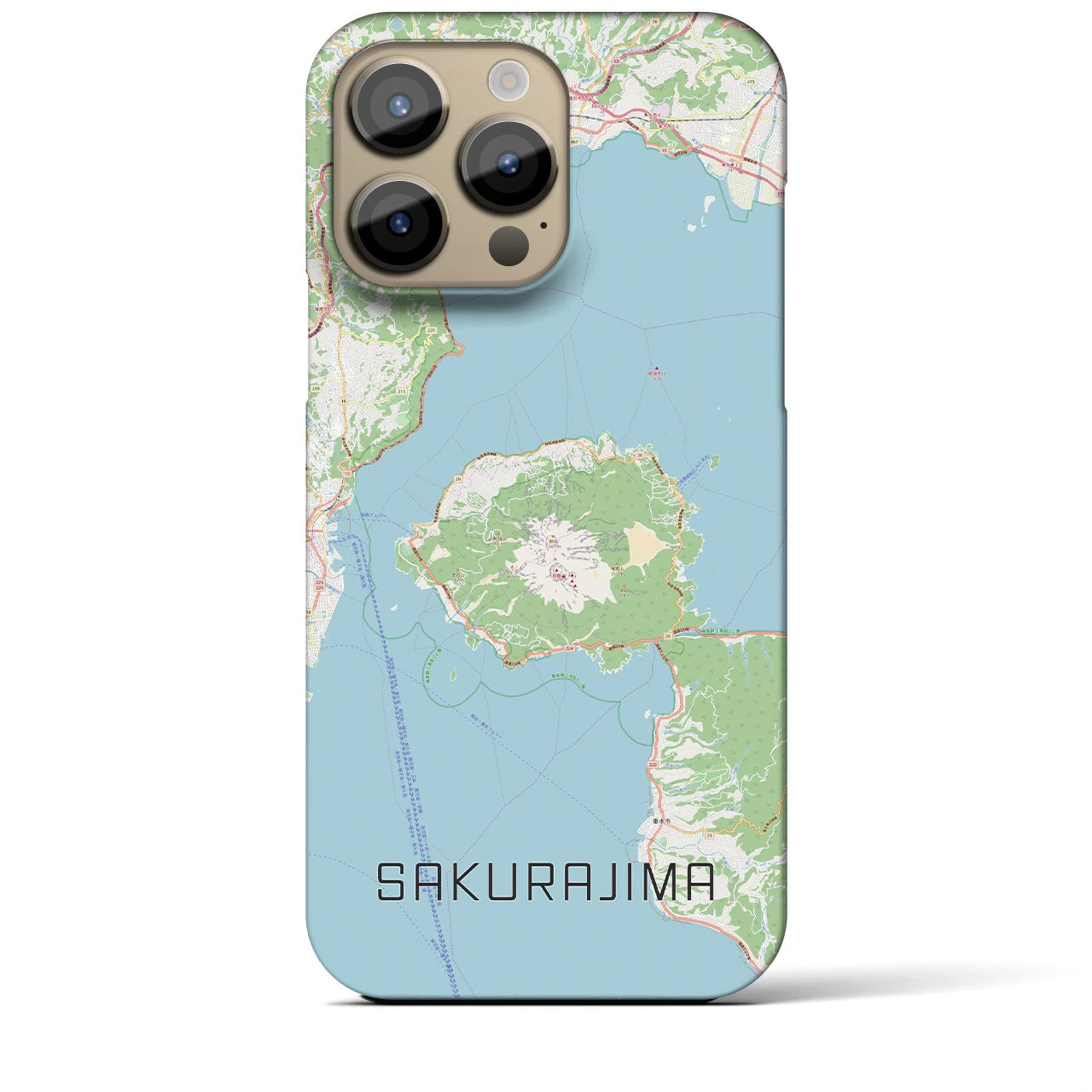 【桜島】地図柄iPhoneケース（バックカバータイプ・ナチュラル）iPhone 14 Pro Max 用