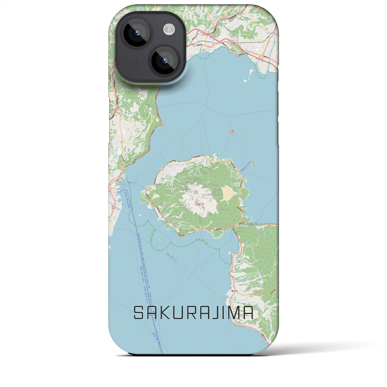 【桜島】地図柄iPhoneケース（バックカバータイプ・ナチュラル）iPhone 14 Plus 用