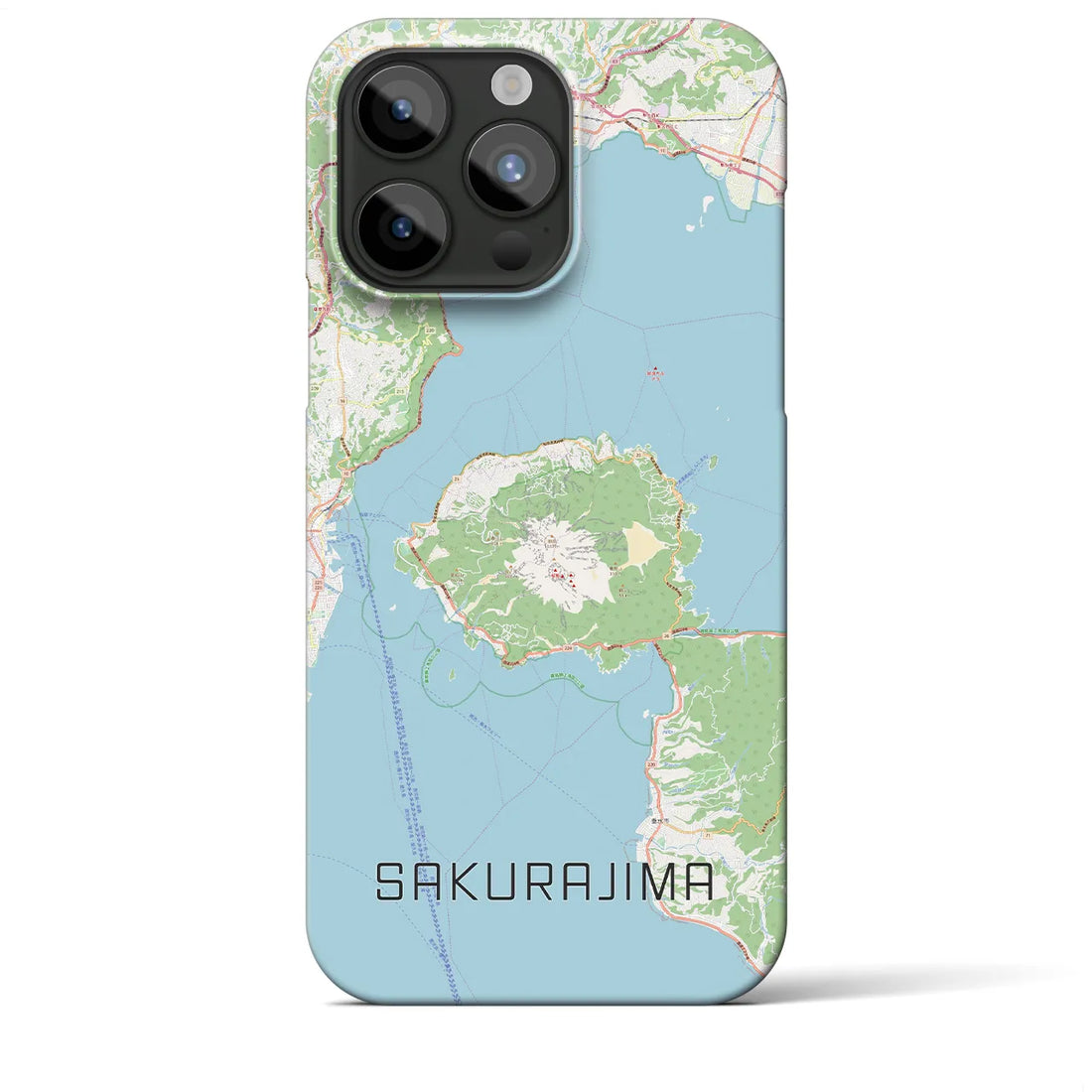 【桜島】地図柄iPhoneケース（バックカバータイプ・ナチュラル）iPhone 15 Pro Max 用
