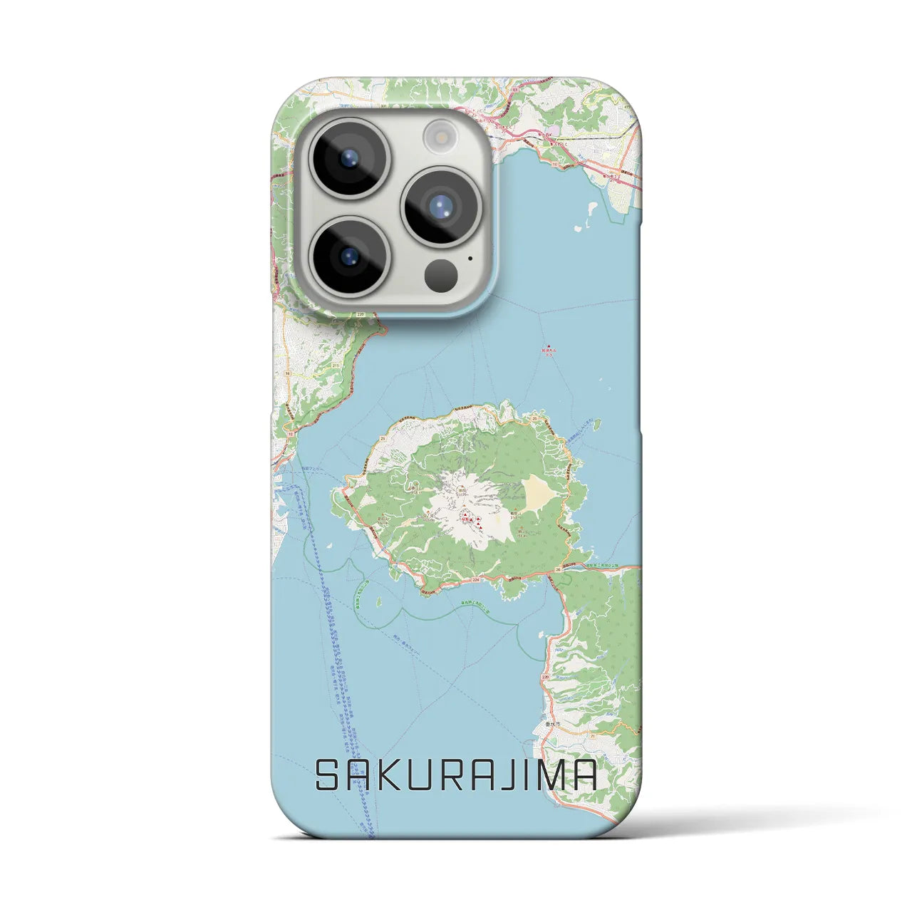 【桜島】地図柄iPhoneケース（バックカバータイプ・ナチュラル）iPhone 15 Pro 用