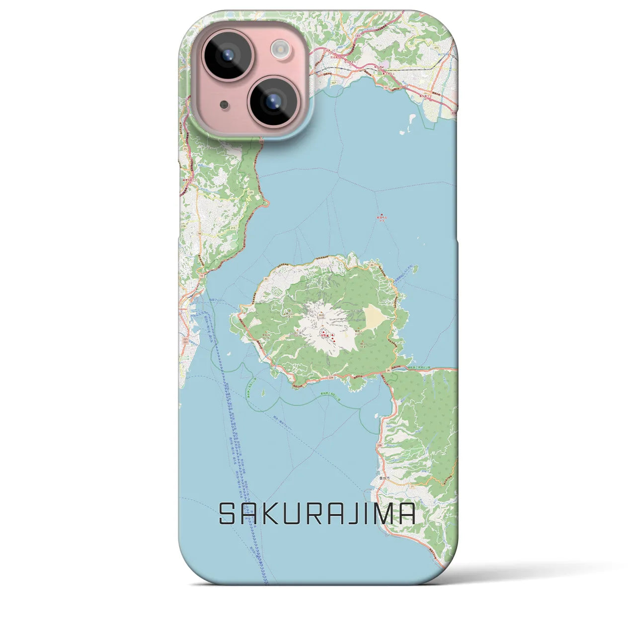 【桜島】地図柄iPhoneケース（バックカバータイプ・ナチュラル）iPhone 15 Plus 用