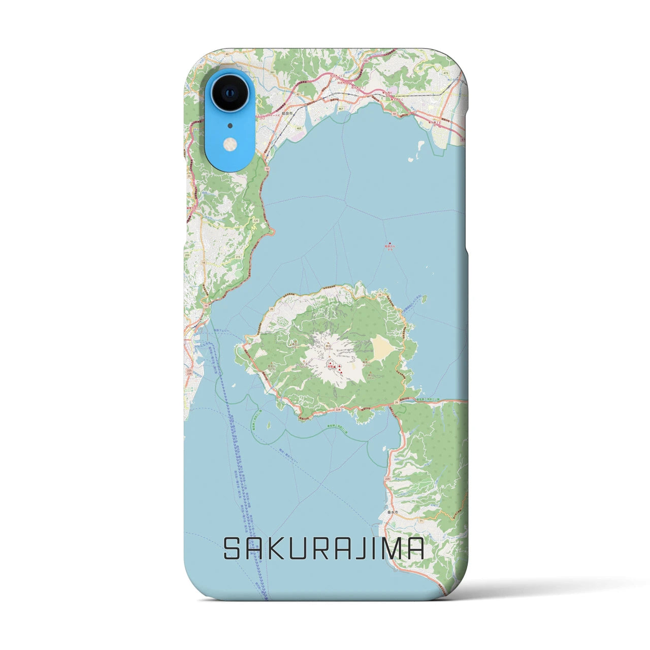 【桜島】地図柄iPhoneケース（バックカバータイプ・ナチュラル）iPhone XR 用
