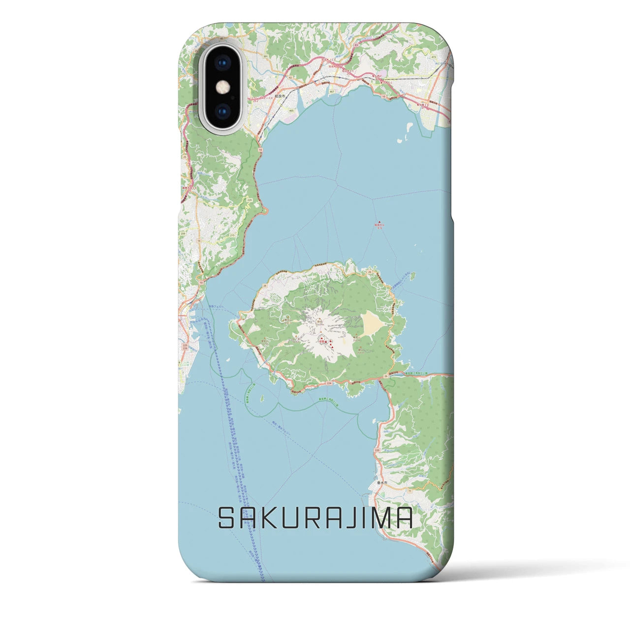 【桜島】地図柄iPhoneケース（バックカバータイプ・ナチュラル）iPhone XS Max 用