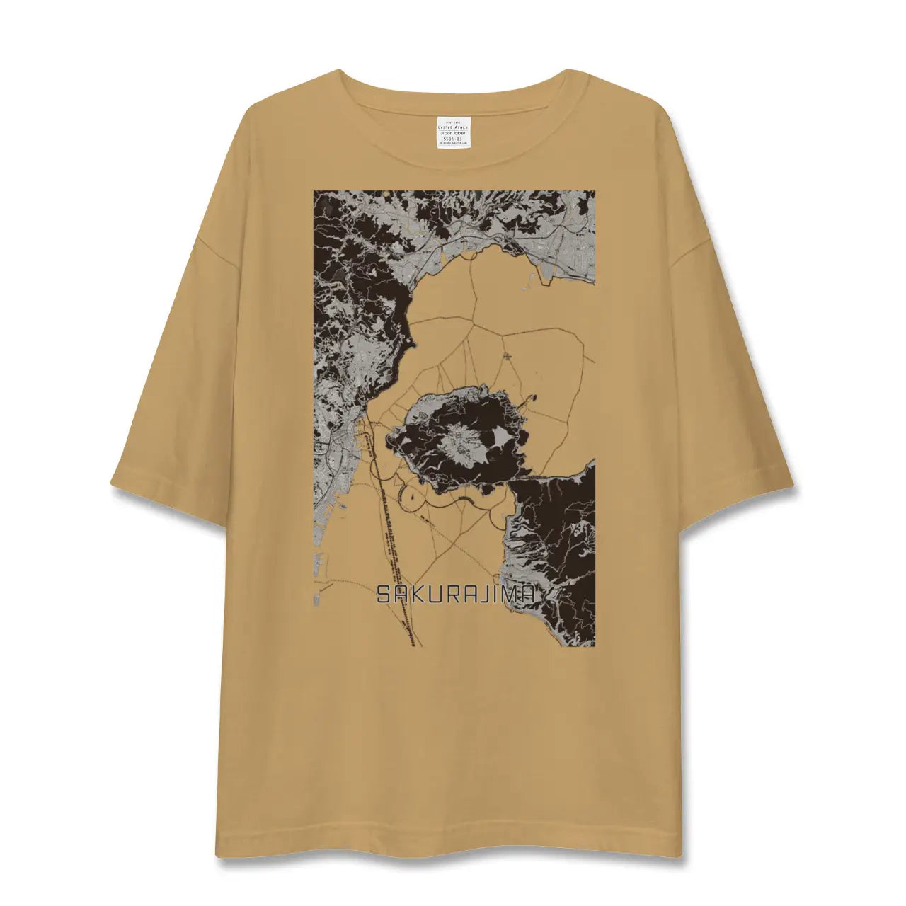 【桜島（鹿児島県）】地図柄ビッグシルエットTシャツ