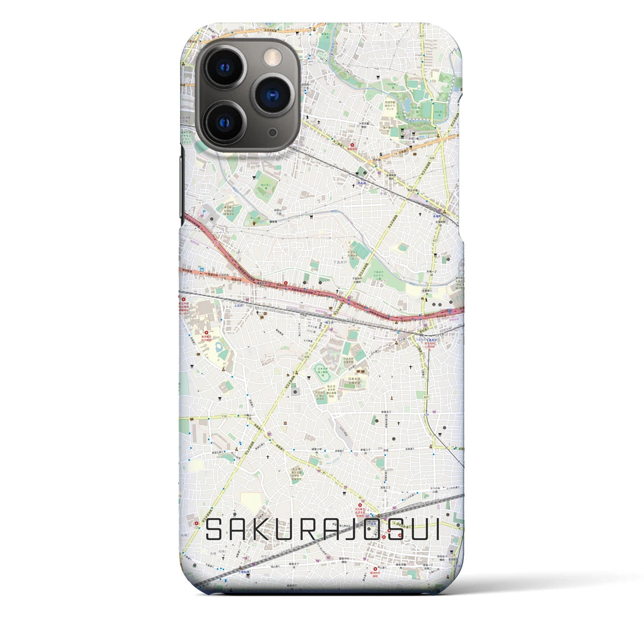 【桜上水】地図柄iPhoneケース（バックカバータイプ・ナチュラル）iPhone 11 Pro Max 用