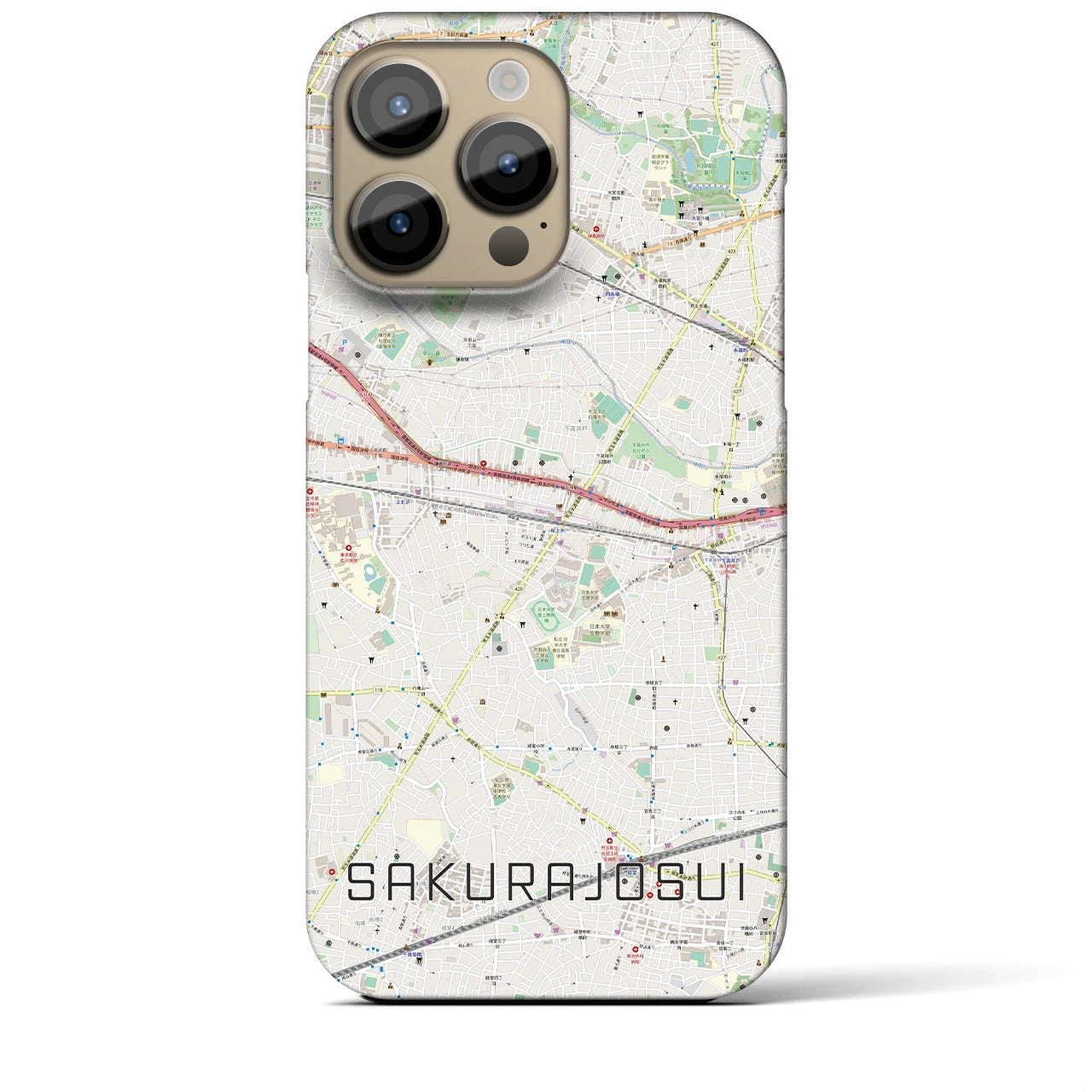 【桜上水】地図柄iPhoneケース（バックカバータイプ・ナチュラル）iPhone 14 Pro Max 用
