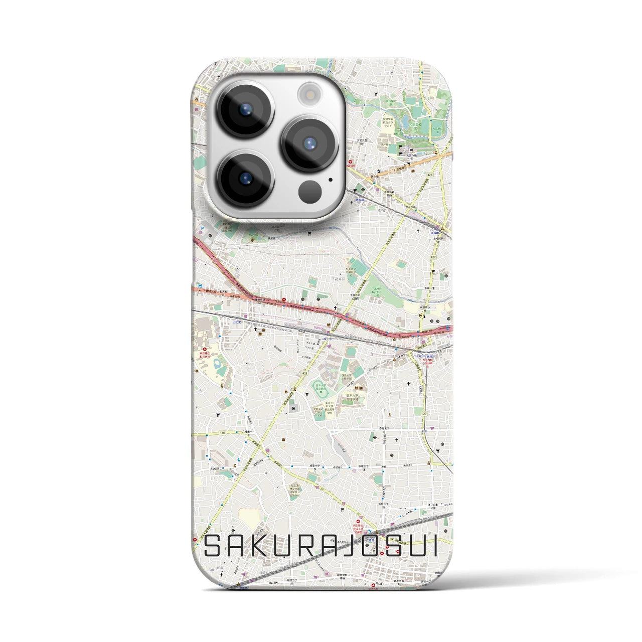 【桜上水】地図柄iPhoneケース（バックカバータイプ・ナチュラル）iPhone 14 Pro 用