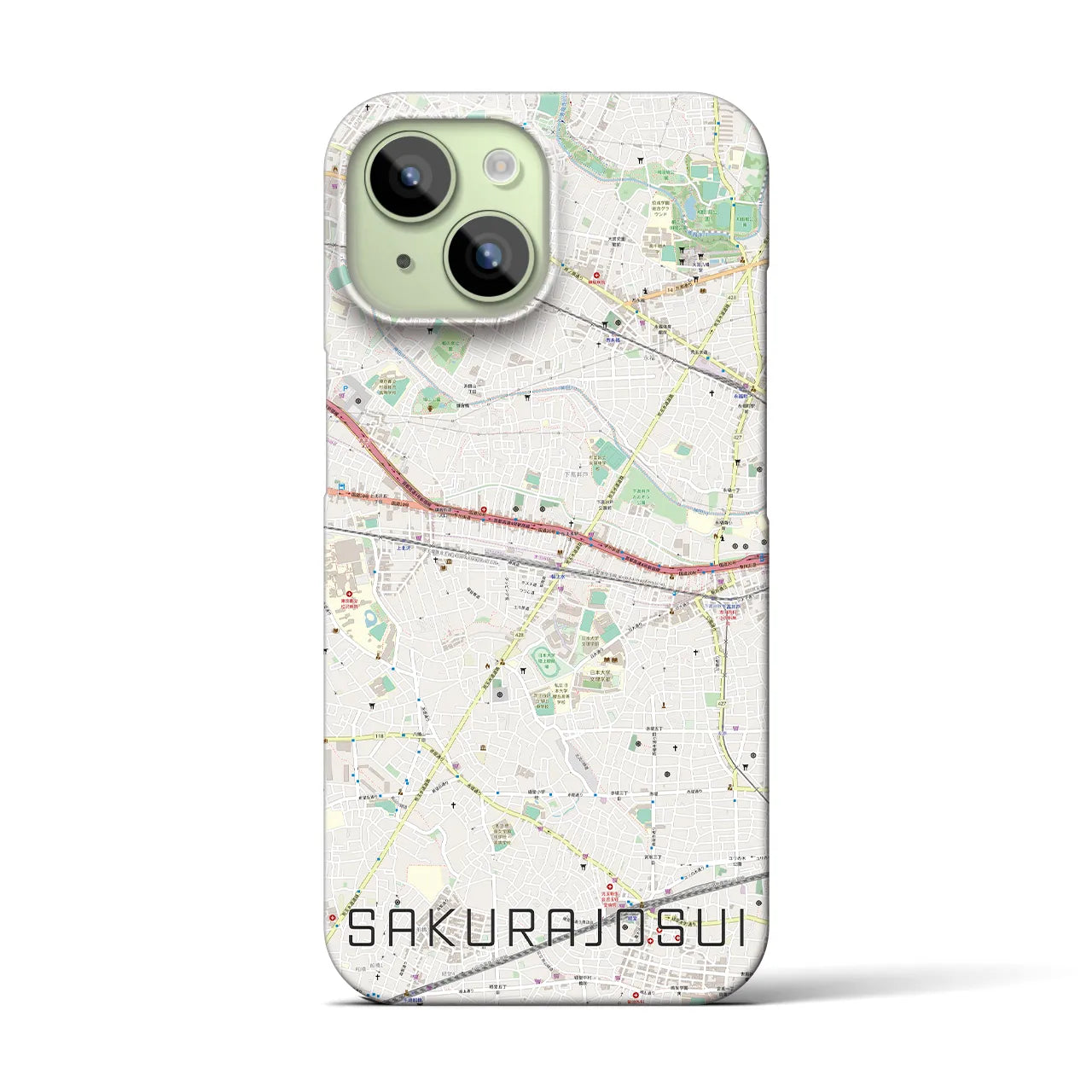 【桜上水】地図柄iPhoneケース（バックカバータイプ・ナチュラル）iPhone 15 用