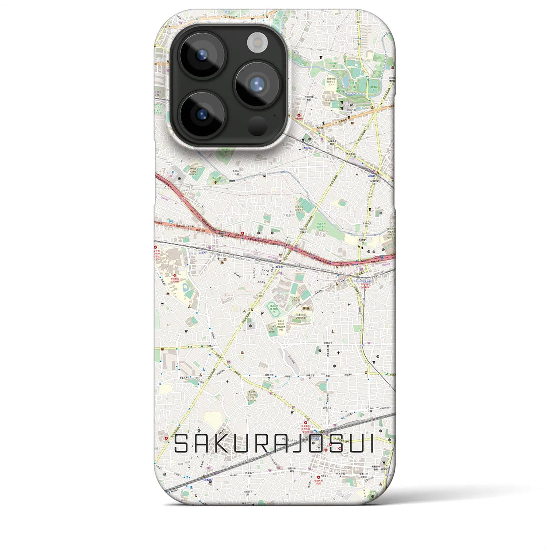 【桜上水】地図柄iPhoneケース（バックカバータイプ・ナチュラル）iPhone 15 Pro Max 用