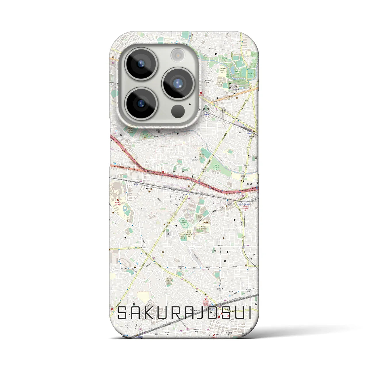 【桜上水】地図柄iPhoneケース（バックカバータイプ・ナチュラル）iPhone 15 Pro 用