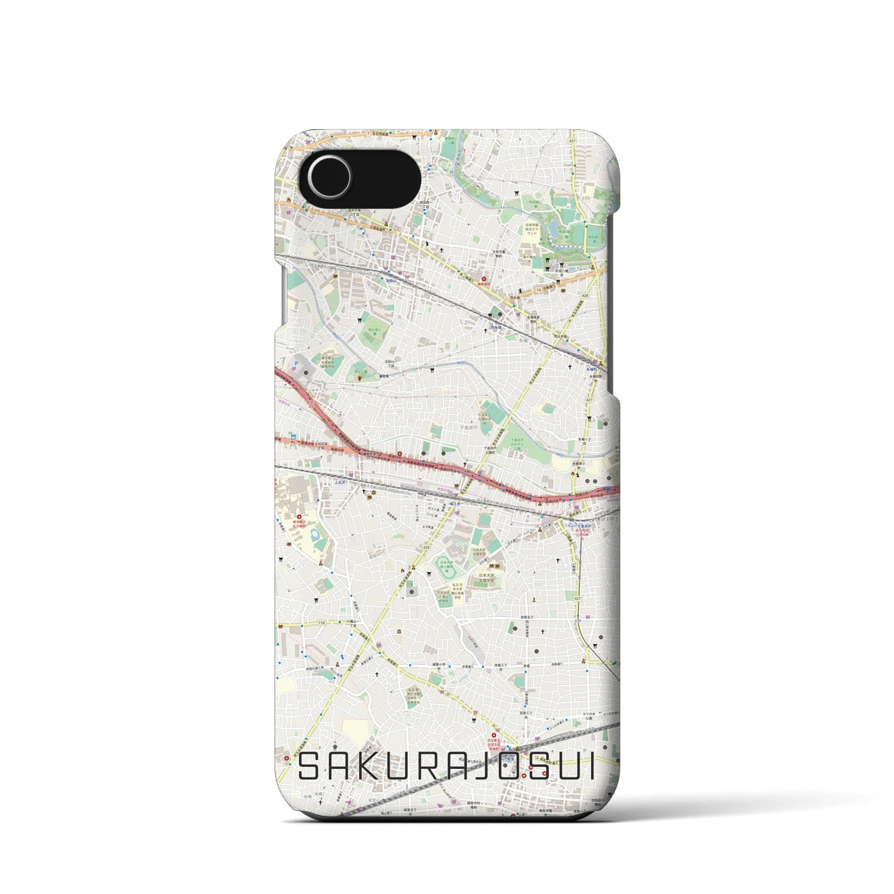 【桜上水】地図柄iPhoneケース（バックカバータイプ・ナチュラル）iPhone SE（第3 / 第2世代） / 8 / 7 / 6s / 6 用