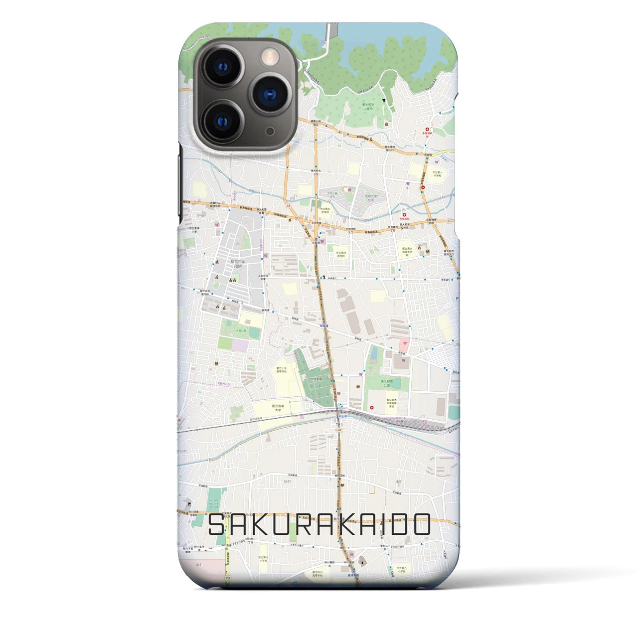 【桜街道】地図柄iPhoneケース（バックカバータイプ・ナチュラル）iPhone 11 Pro Max 用