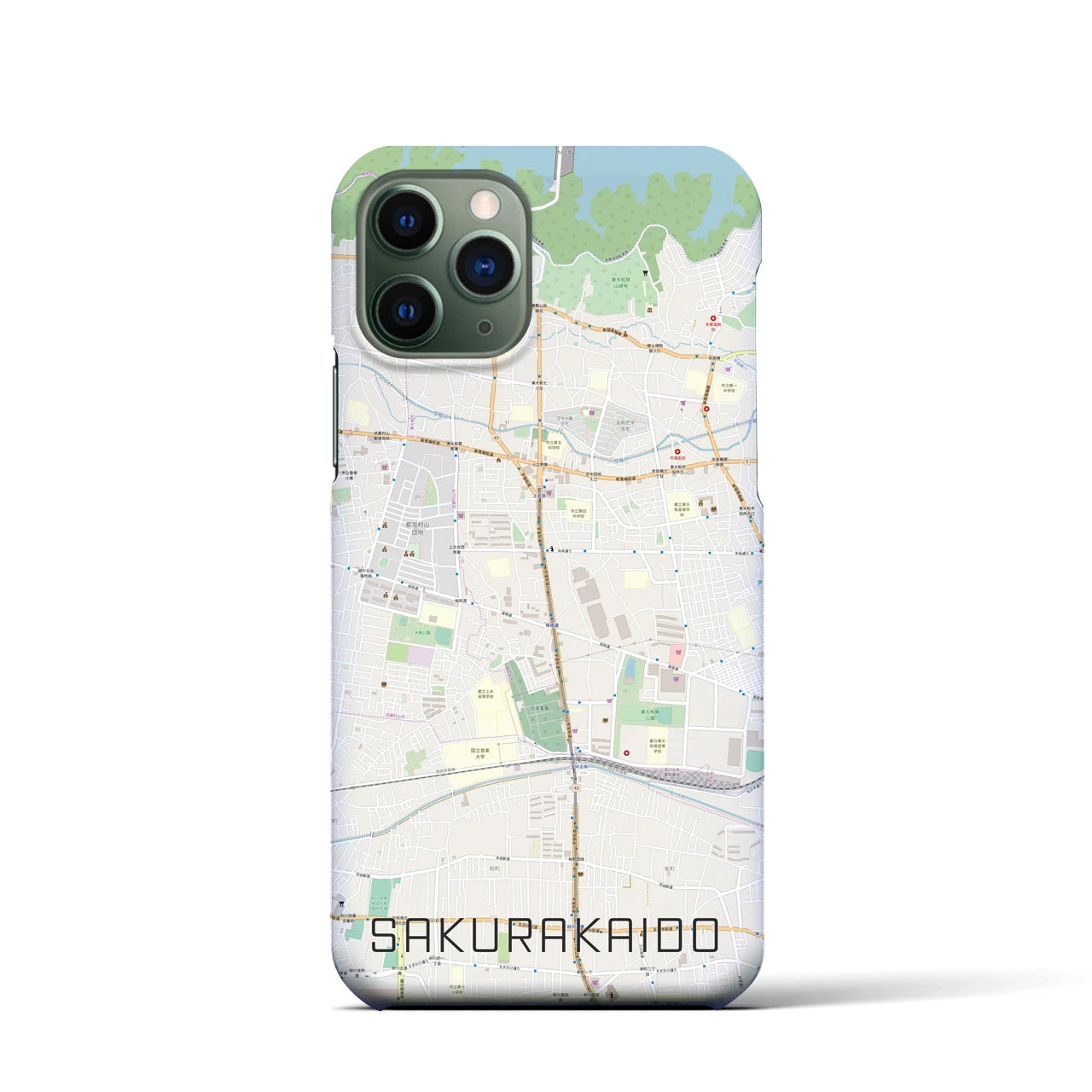 【桜街道】地図柄iPhoneケース（バックカバータイプ・ナチュラル）iPhone 11 Pro 用