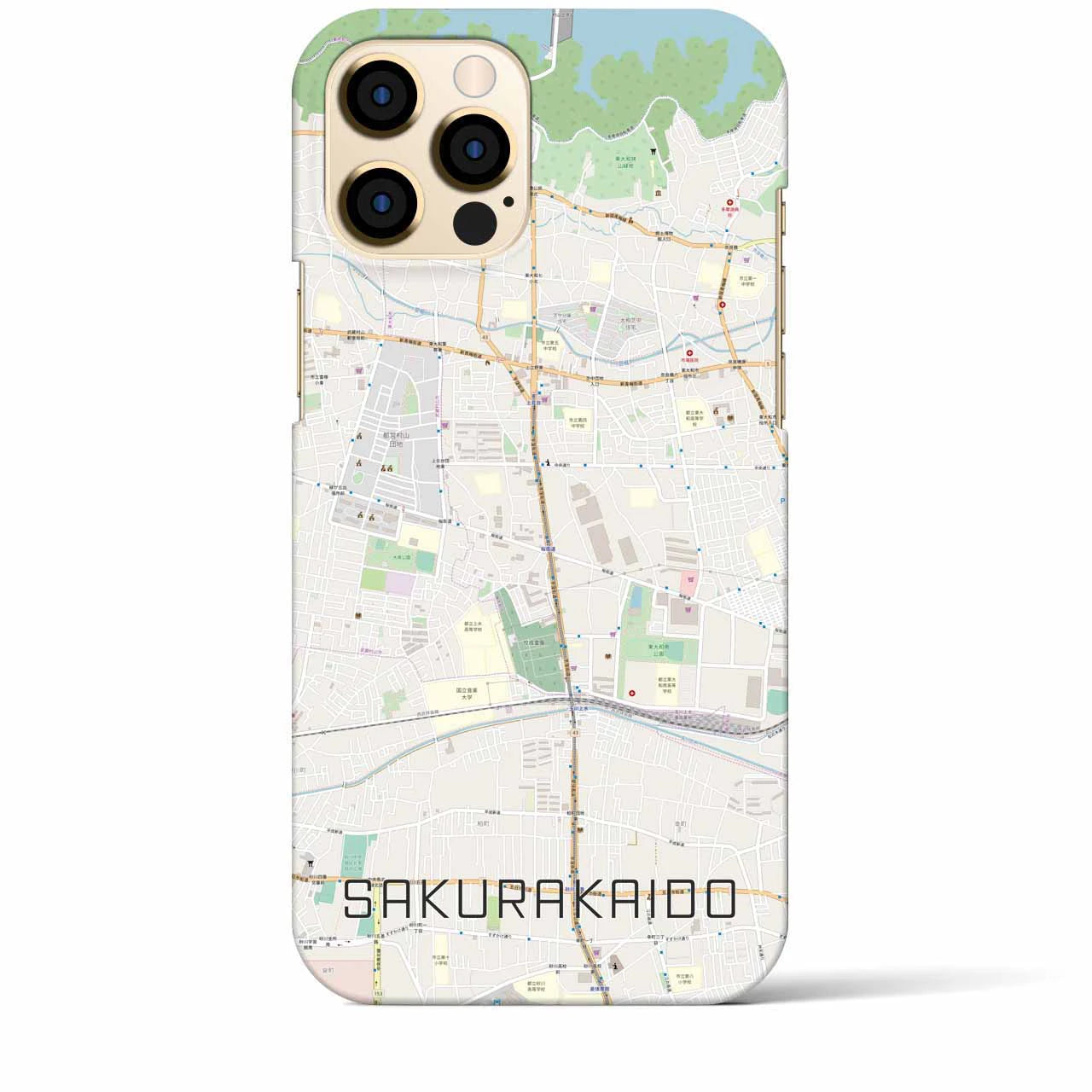 【桜街道】地図柄iPhoneケース（バックカバータイプ・ナチュラル）iPhone 12 Pro Max 用