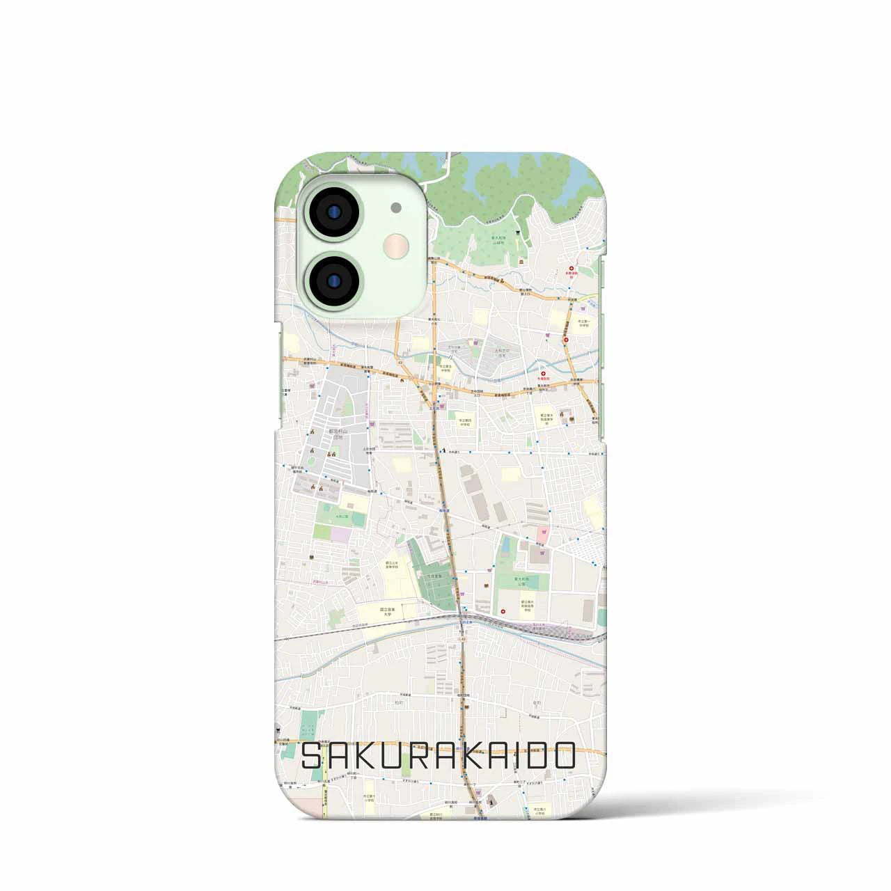 【桜街道】地図柄iPhoneケース（バックカバータイプ・ナチュラル）iPhone 12 mini 用