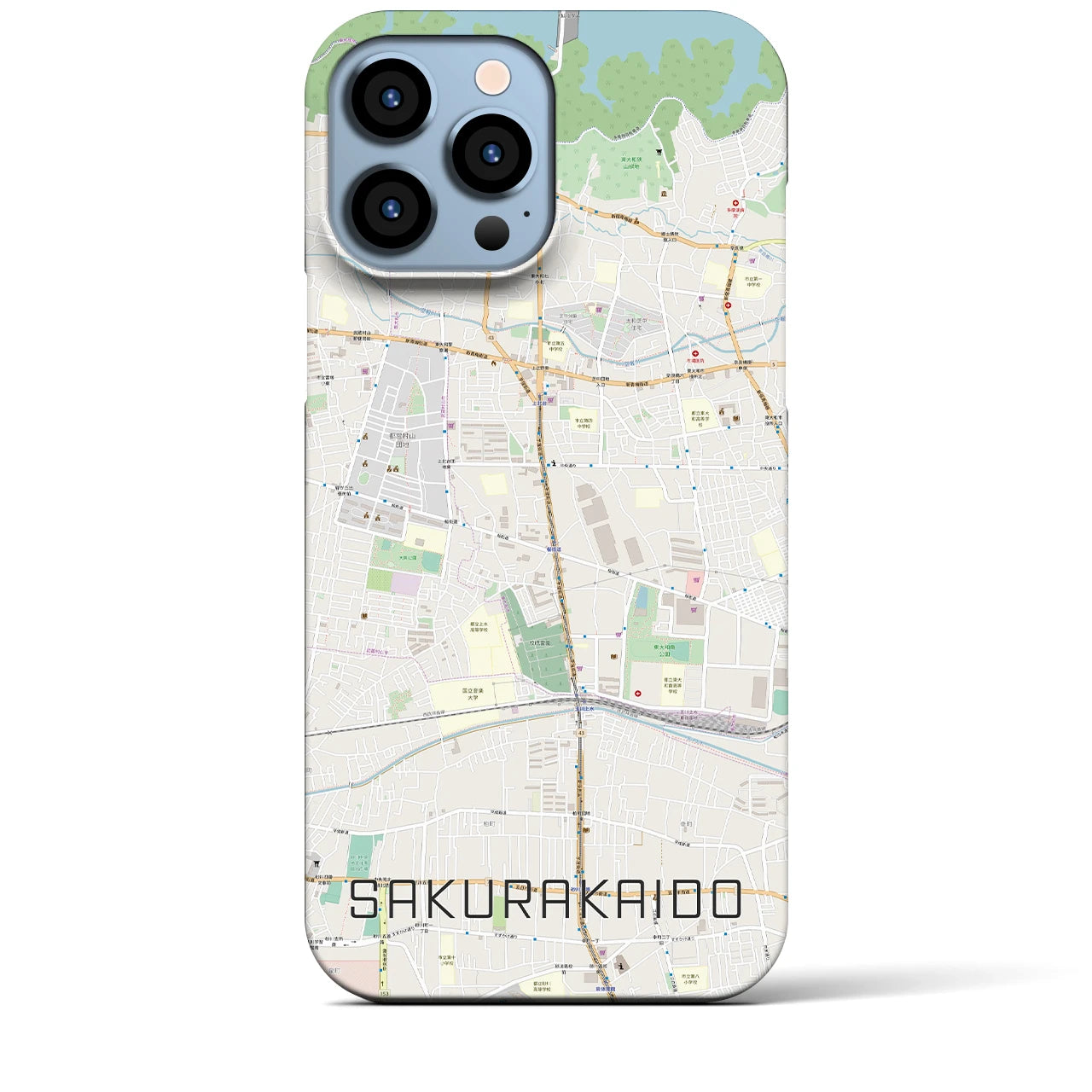 【桜街道】地図柄iPhoneケース（バックカバータイプ・ナチュラル）iPhone 13 Pro Max 用