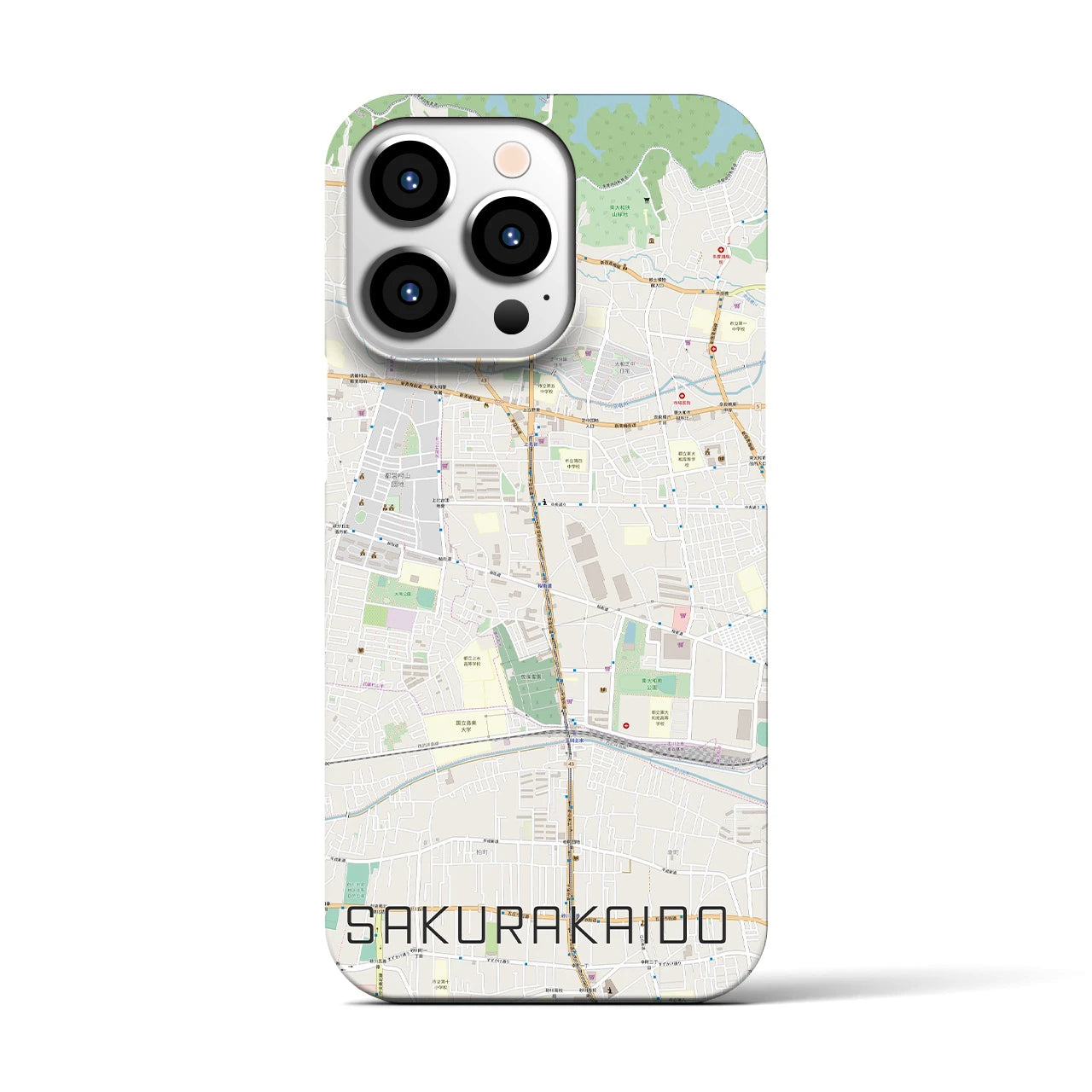 【桜街道】地図柄iPhoneケース（バックカバータイプ・ナチュラル）iPhone 13 Pro 用