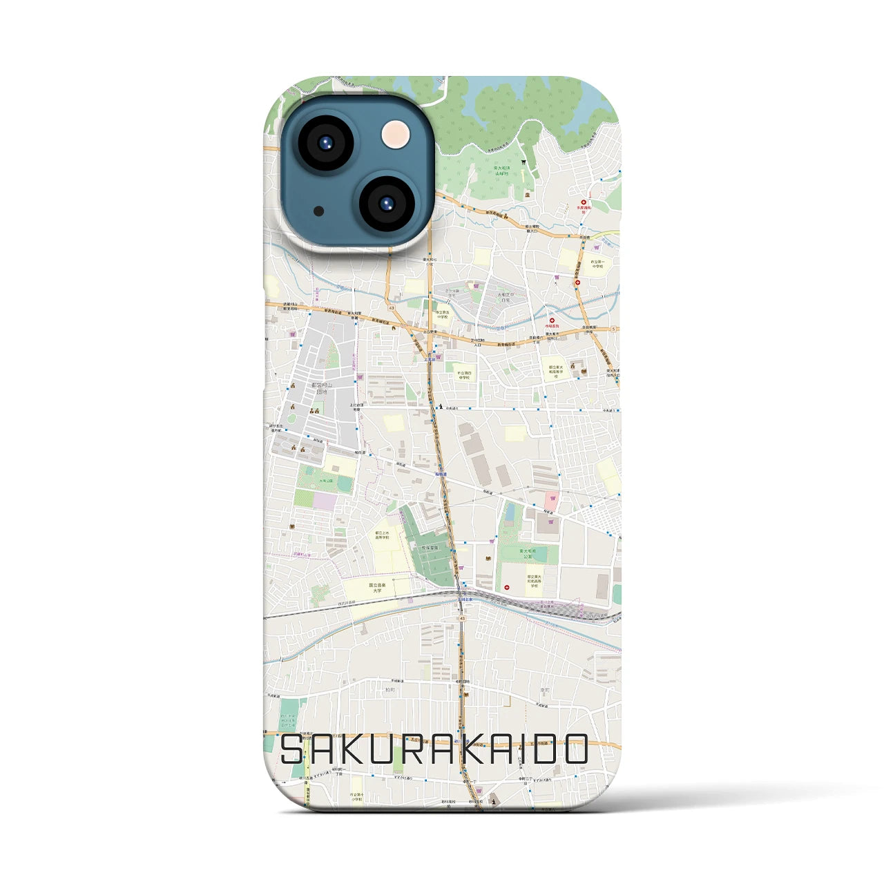 【桜街道】地図柄iPhoneケース（バックカバータイプ・ナチュラル）iPhone 13 用