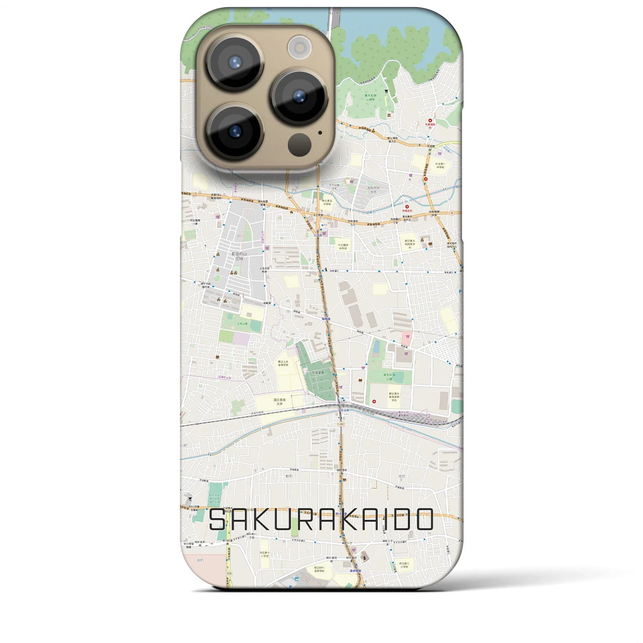 【桜街道】地図柄iPhoneケース（バックカバータイプ・ナチュラル）iPhone 14 Pro Max 用