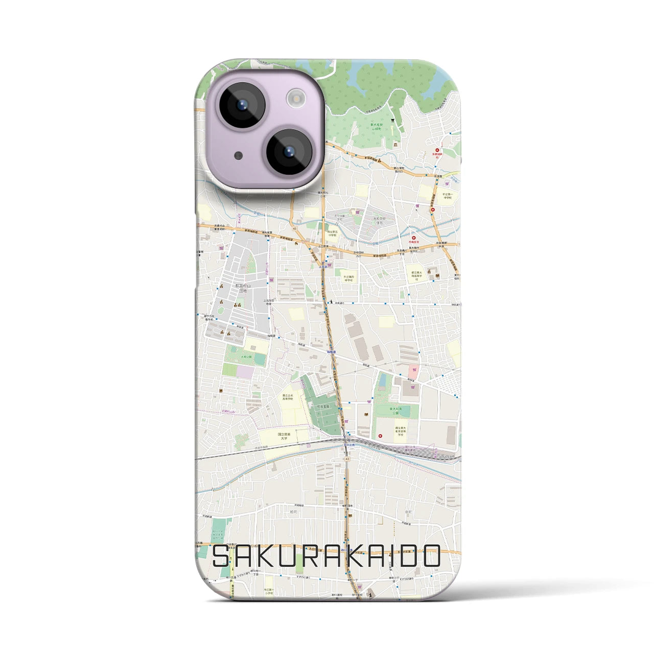 【桜街道】地図柄iPhoneケース（バックカバータイプ・ナチュラル）iPhone 14 用