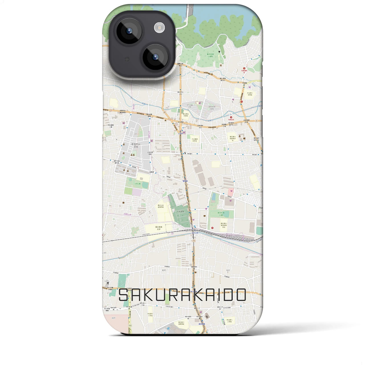 【桜街道】地図柄iPhoneケース（バックカバータイプ・ナチュラル）iPhone 14 Plus 用