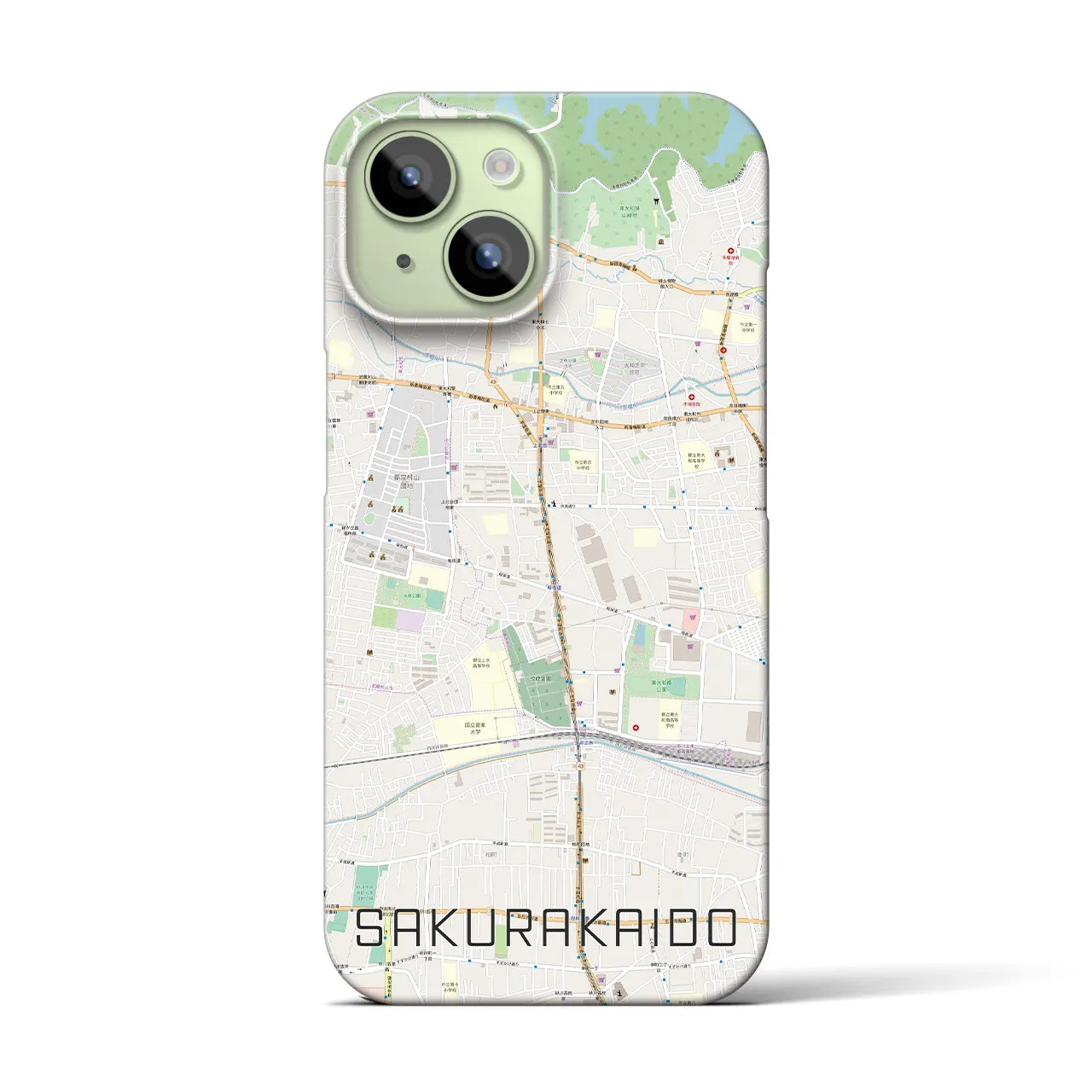 【桜街道】地図柄iPhoneケース（バックカバータイプ・ナチュラル）iPhone 15 用