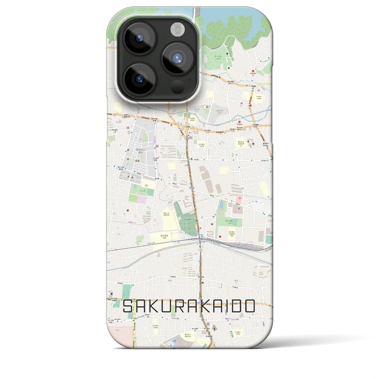 【桜街道】地図柄iPhoneケース（バックカバータイプ・ナチュラル）iPhone 15 Pro Max 用
