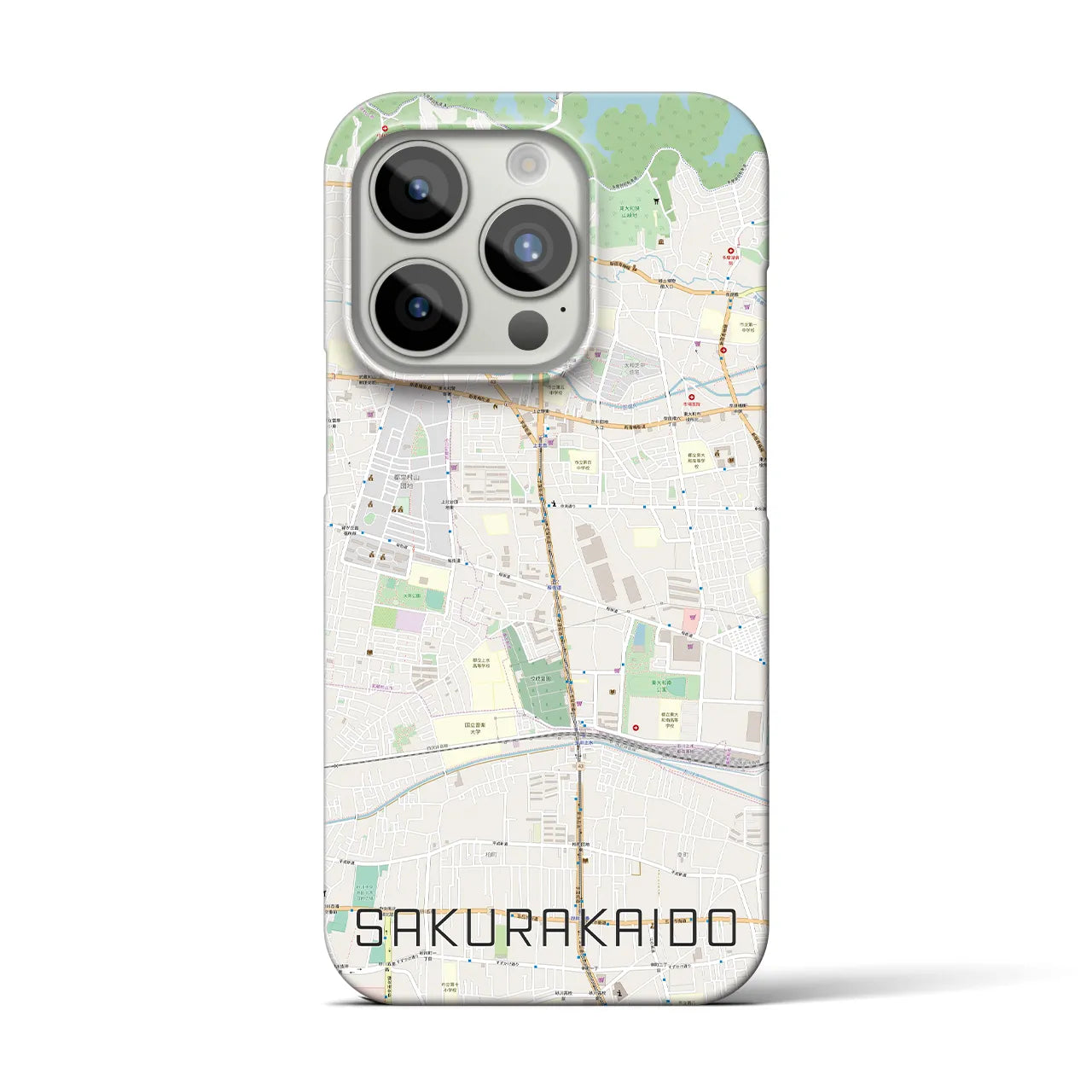 【桜街道】地図柄iPhoneケース（バックカバータイプ・ナチュラル）iPhone 15 Pro 用