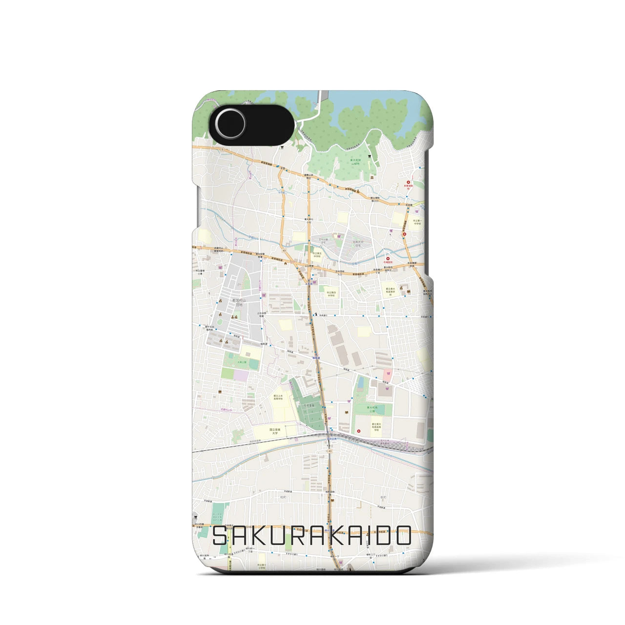 【桜街道】地図柄iPhoneケース（バックカバータイプ・ナチュラル）iPhone SE（第3 / 第2世代） / 8 / 7 / 6s / 6 用