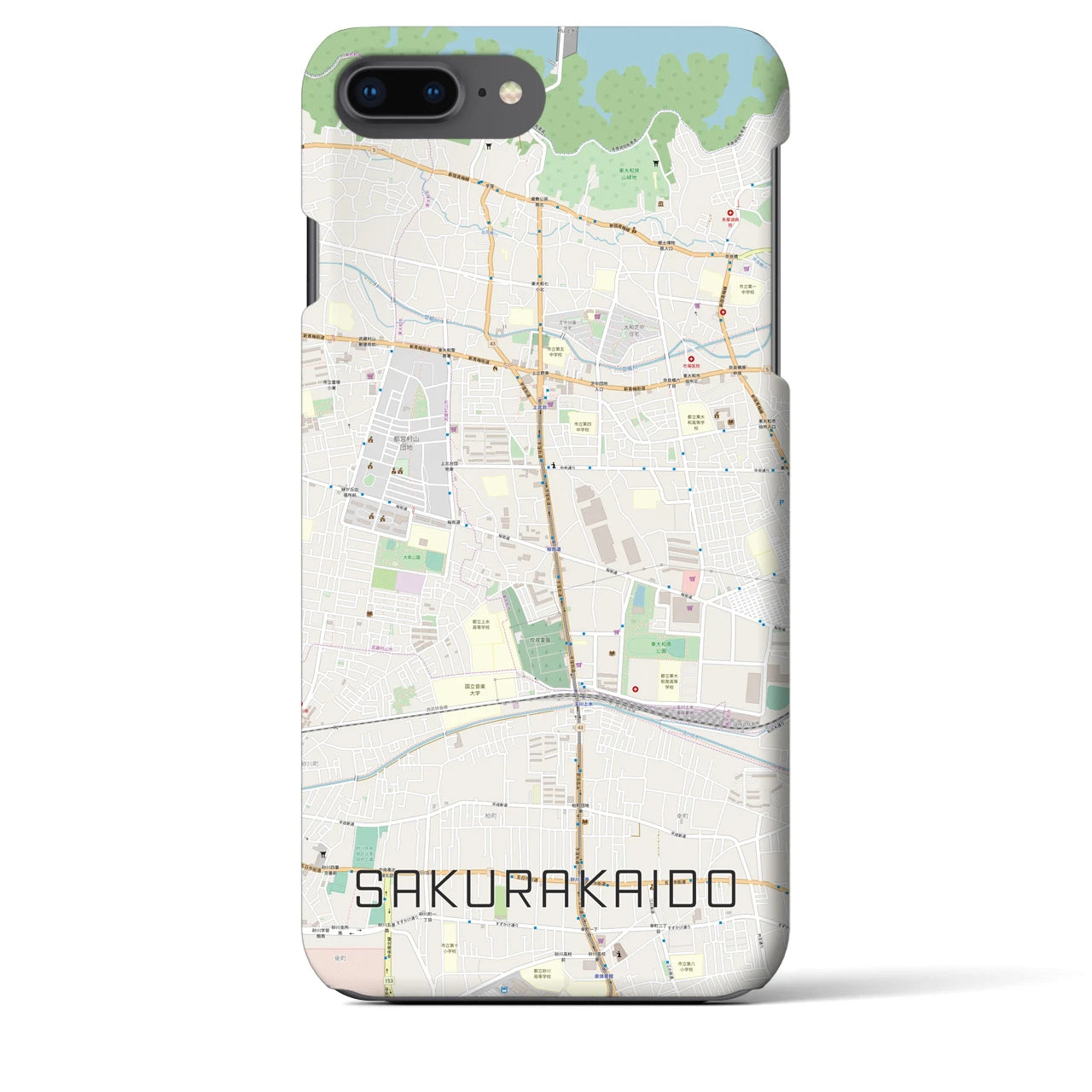 【桜街道】地図柄iPhoneケース（バックカバータイプ・ナチュラル）iPhone 8Plus /7Plus / 6sPlus / 6Plus 用